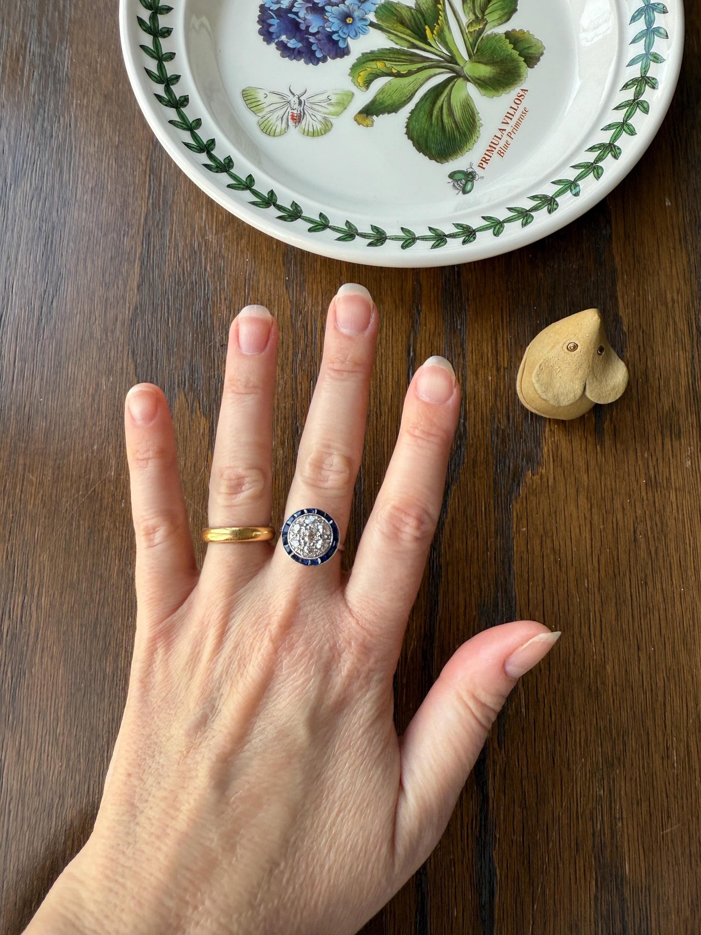 Antique One CARAT Old Mine Cut DiAMOND Cluster Sapphire HALO Ring Carre Square Cut Tall Domed Bauble Stacker French Platinum 18k White Gold