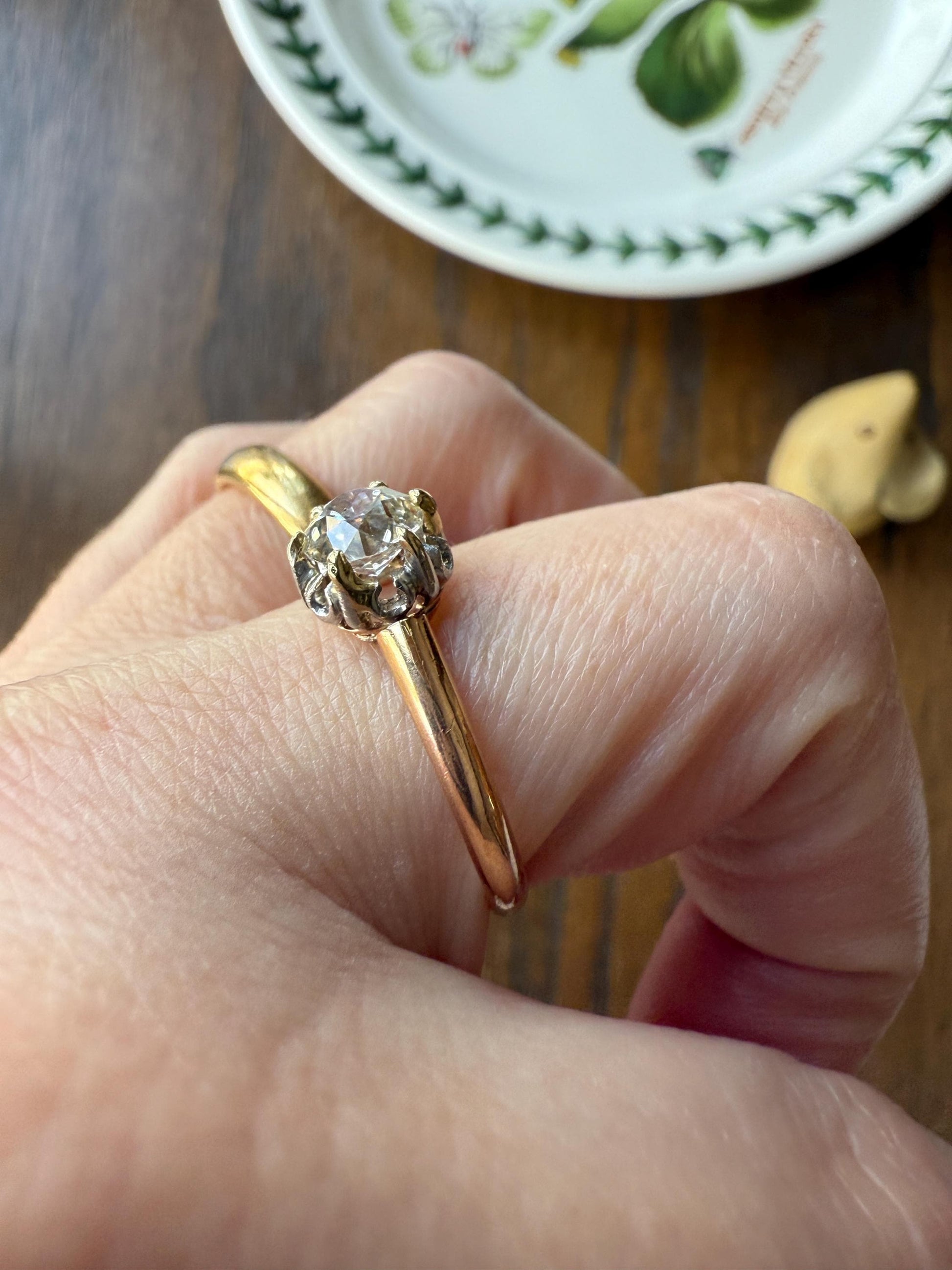 Ornate Classic Victorian Antique One Carat Old Mine Cut DiAMOND Solitaire Ring French 18k Rosy GOLD Engagement All Original Setting & Stone