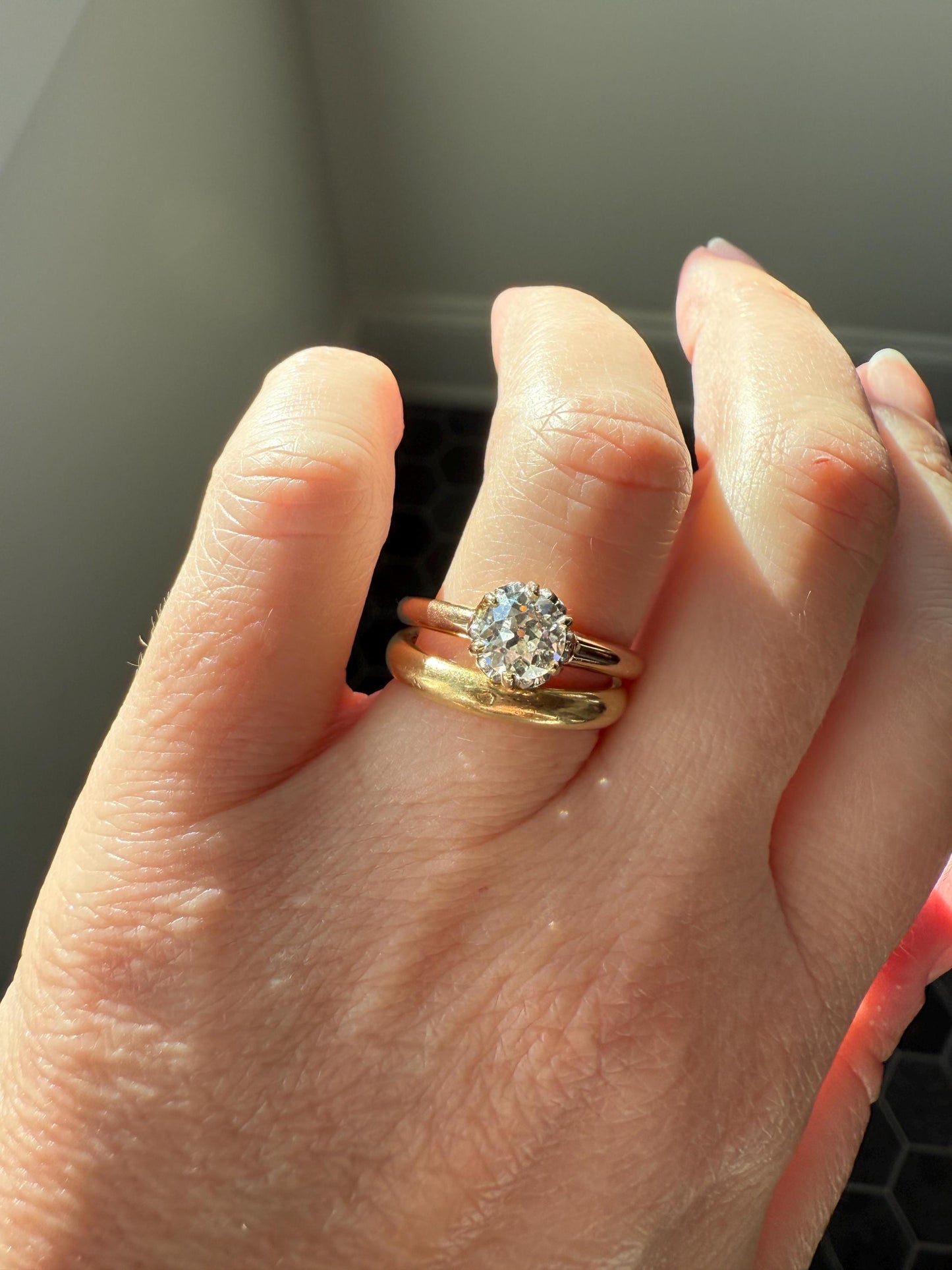 Ornate Classic Victorian Antique One Carat Old Mine Cut DiAMOND Solitaire Ring French 18k Rosy GOLD Engagement All Original Setting & Stone