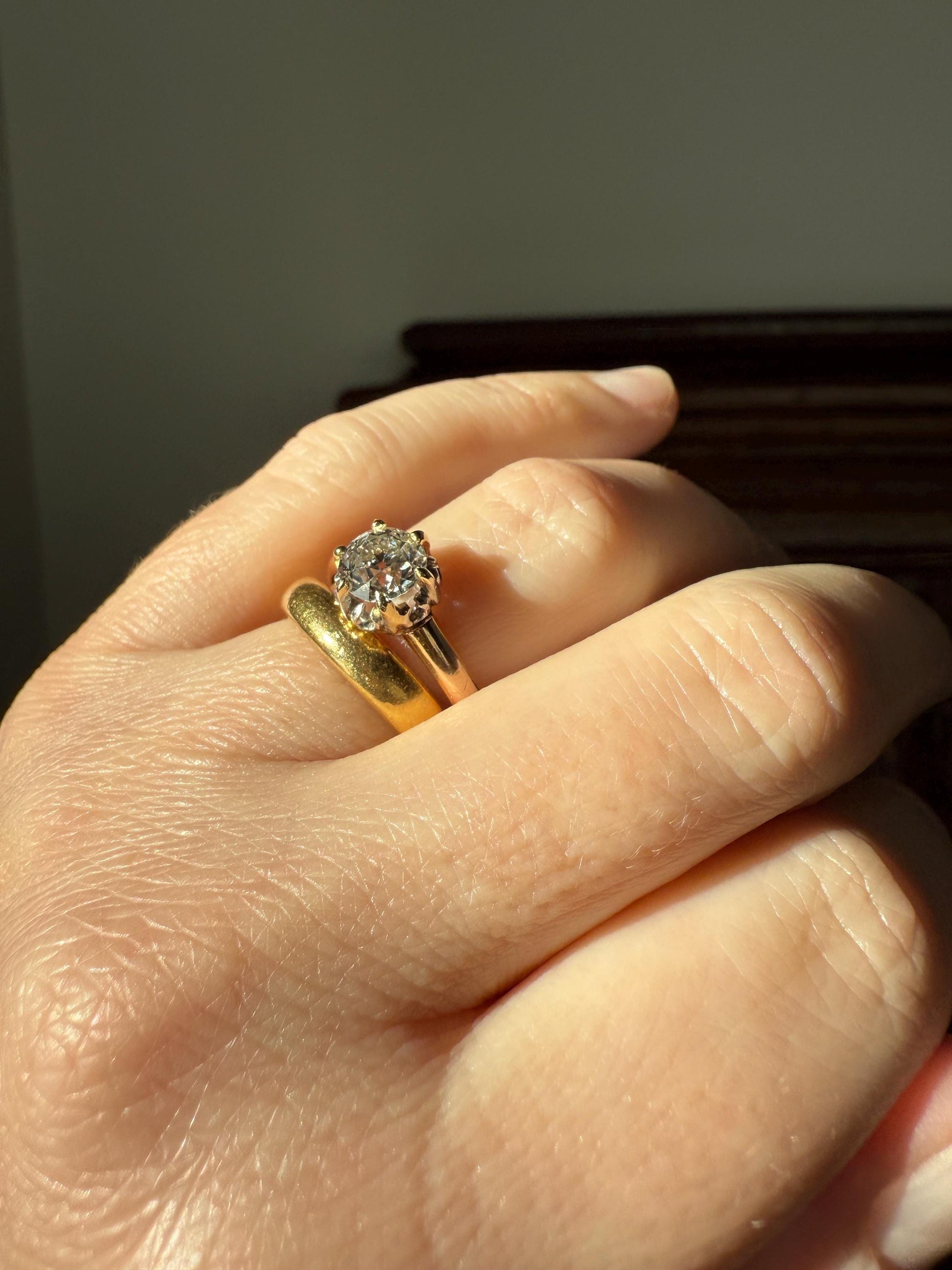 Ornate Classic Victorian Antique One Carat Old Mine Cut DiAMOND Solitaire Ring French 18k Rosy GOLD Engagement All Original Setting & Stone