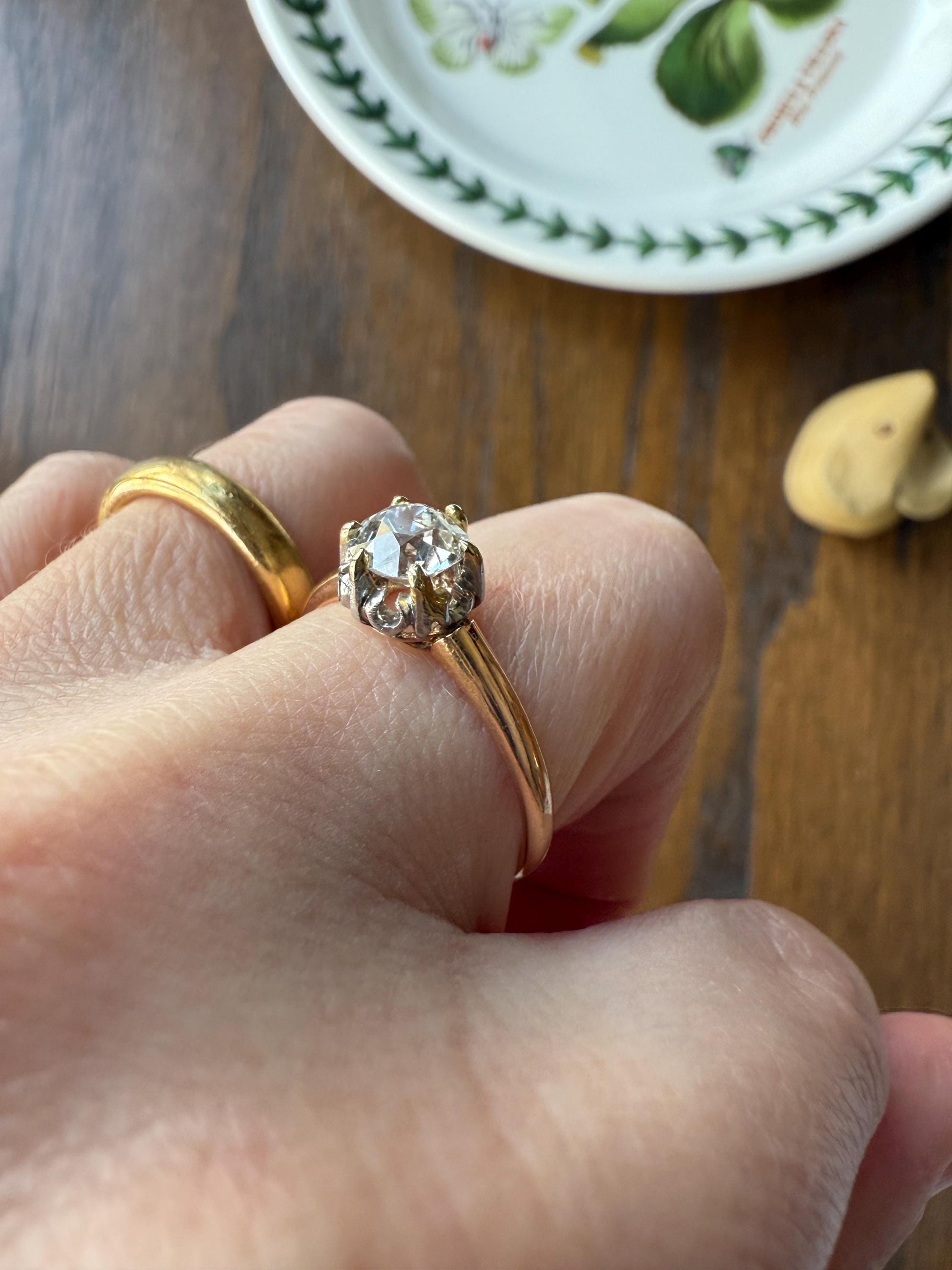 Ornate Classic Victorian Antique One Carat Old Mine Cut DiAMOND Solitaire Ring French 18k Rosy GOLD Engagement All Original Setting & Stone