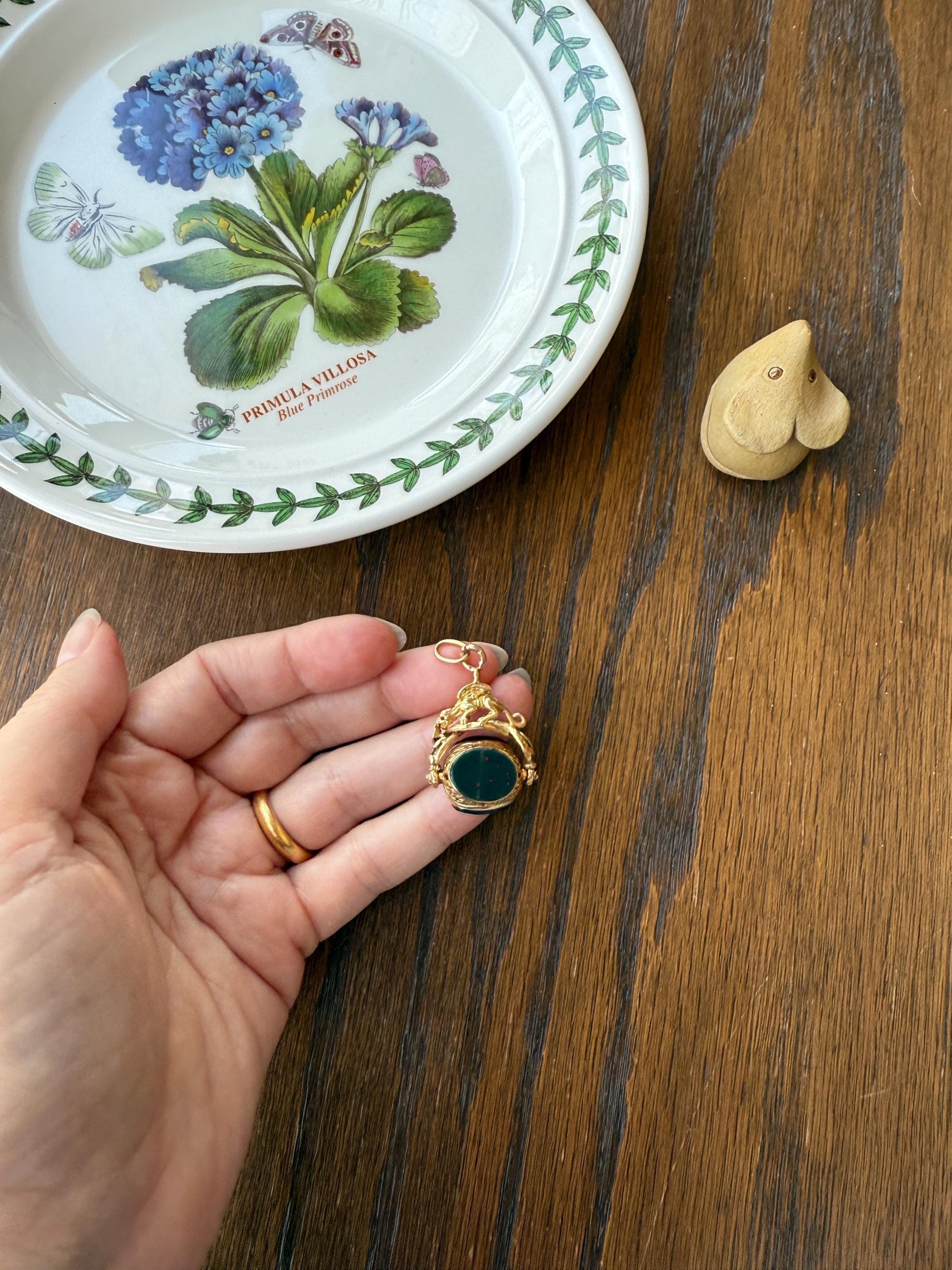 DRAGON 3D Spinner Fob Carnelian Bloodstone Antique 18k Gold Chimera Griffin Winged Lion FIGURAL Pendant Victorian French Belle Epoque