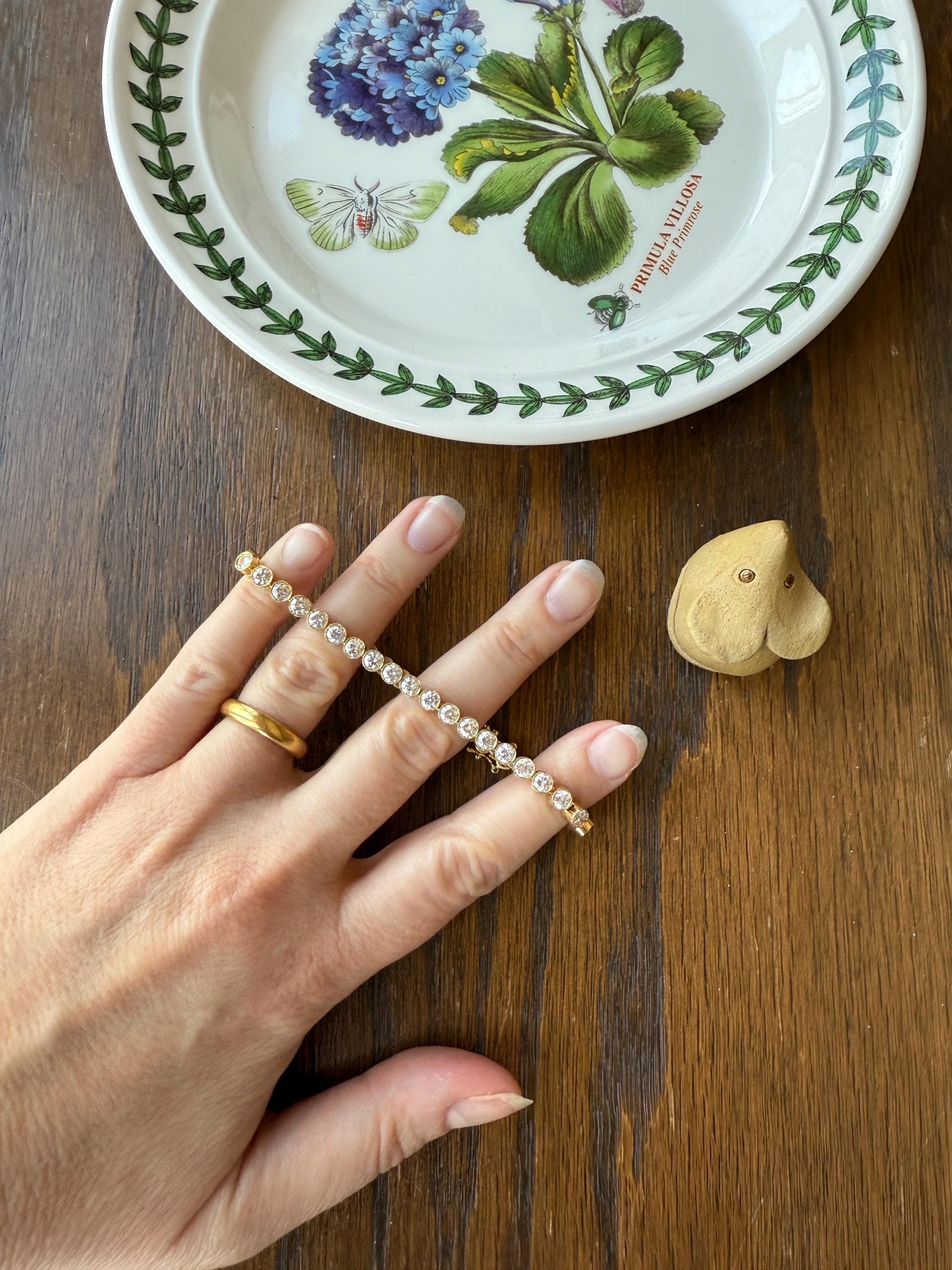 Vintage Seven CARAT Natural DIAMOND Tennis Bracelet French Bezel Set Line Eternity 18k Yellow Gold Solid 40 Stones