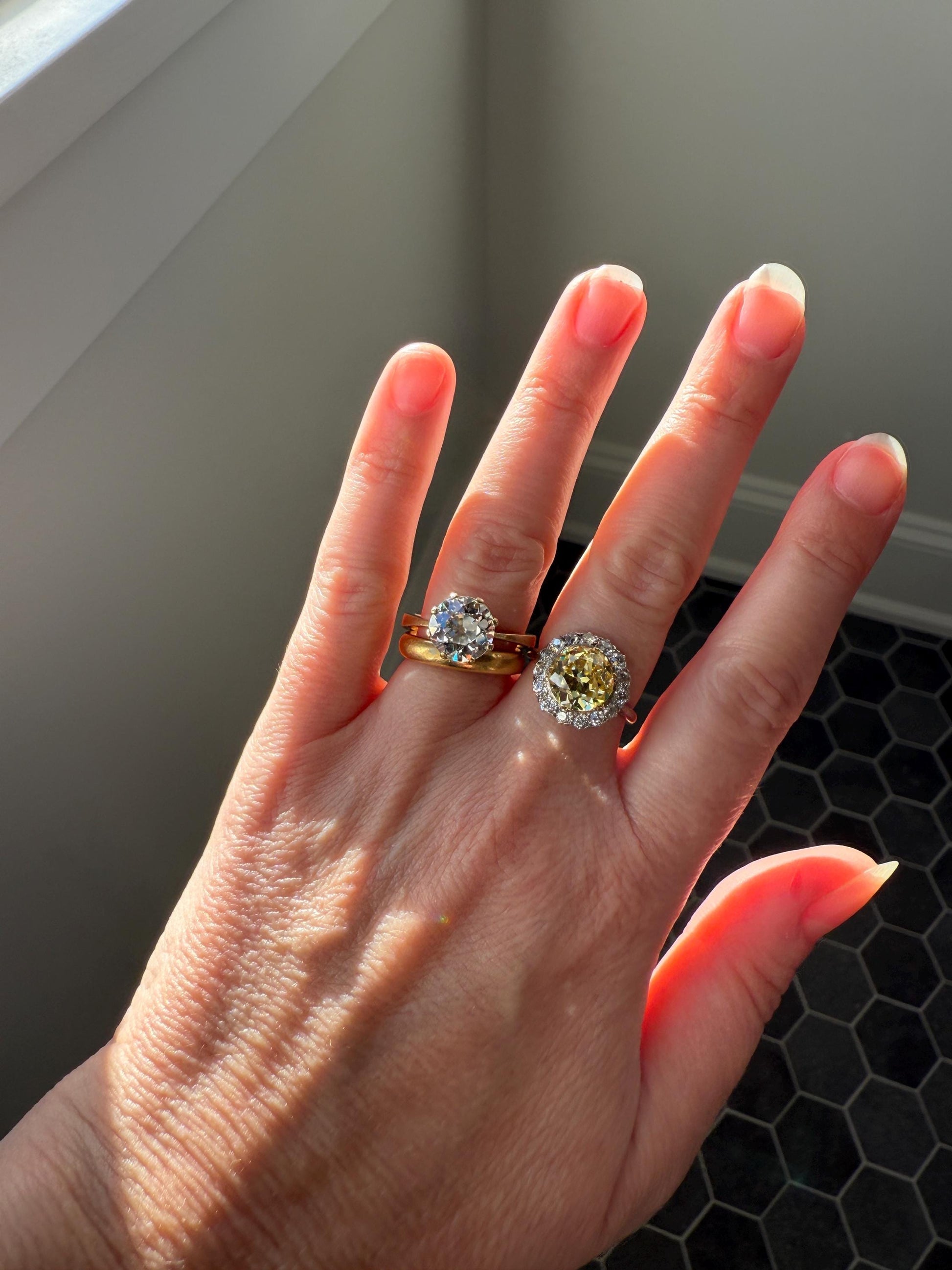 Exceptional Antique 2.6 CARAT Old European Cut DIAMOND Solitaire Engagement Ring 18k Gold Solid Yellow Tall Prong Setting Stacker