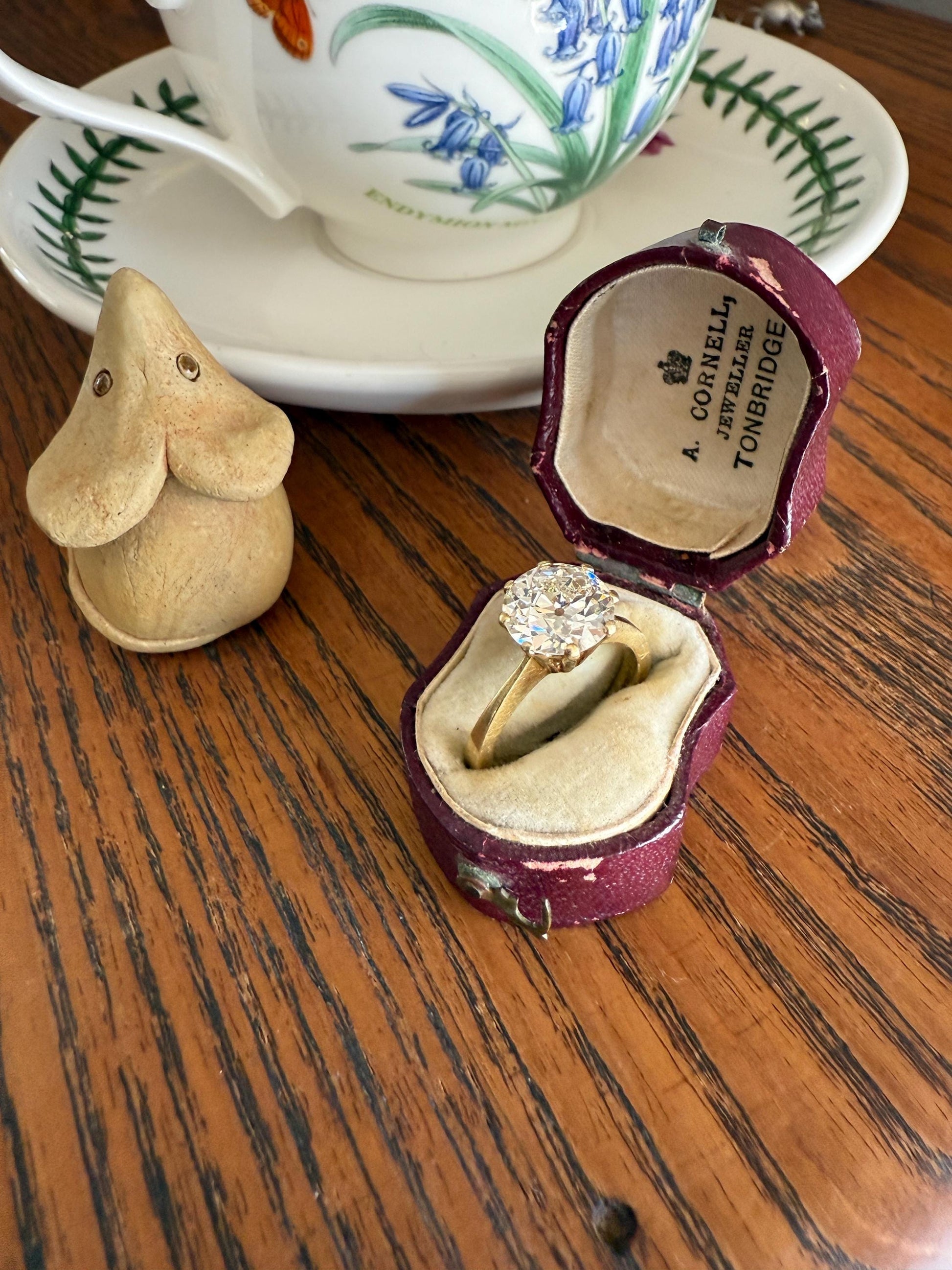 Exceptional Antique 2.6 CARAT Old European Cut DIAMOND Solitaire Engagement Ring 18k Gold Solid Yellow Tall Prong Setting Stacker