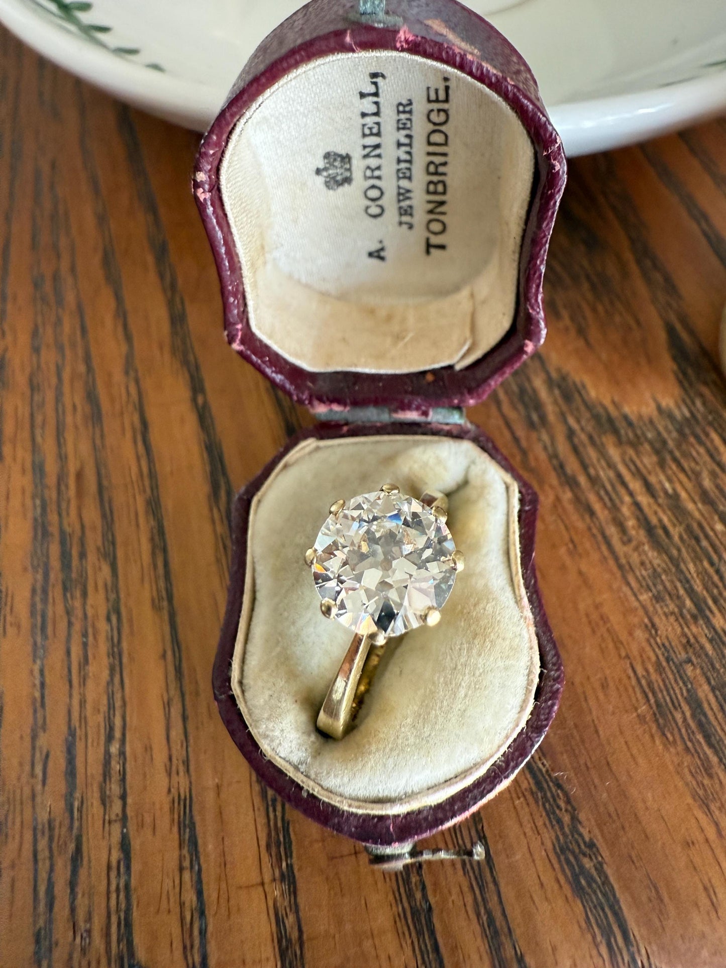 Exceptional Antique 2.6 CARAT Old European Cut DIAMOND Solitaire Engagement Ring 18k Gold Solid Yellow Tall Prong Setting Stacker