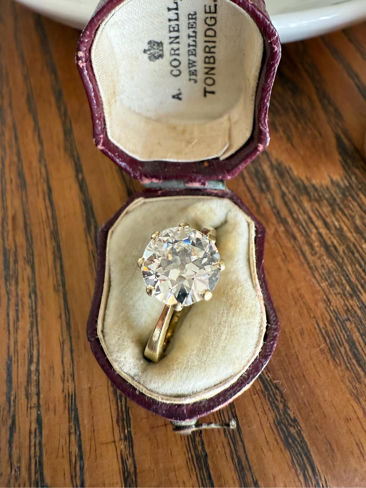 Exceptional Antique 2.6 CARAT Old European Cut DIAMOND Solitaire Engagement Ring 18k Gold Solid Yellow Tall Prong Setting Stacker