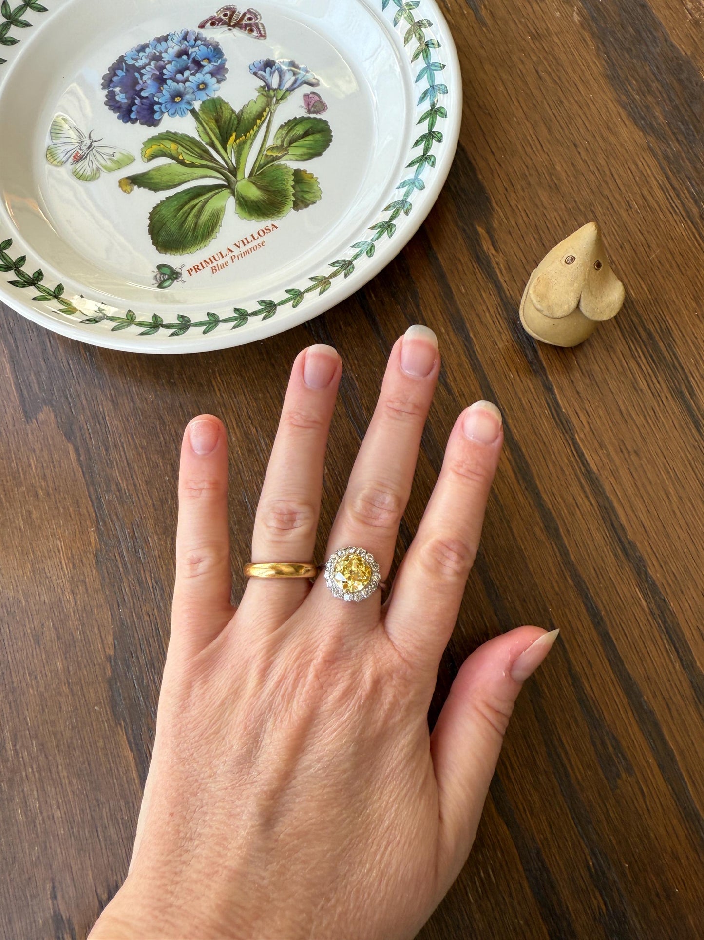 ANTIQUE Fancy Canary Yellow 2.9 Carat Old Mine Cut Diamond Colorless OMC Halo 3.65Ctw Cluster Ring Edwardian Platinum