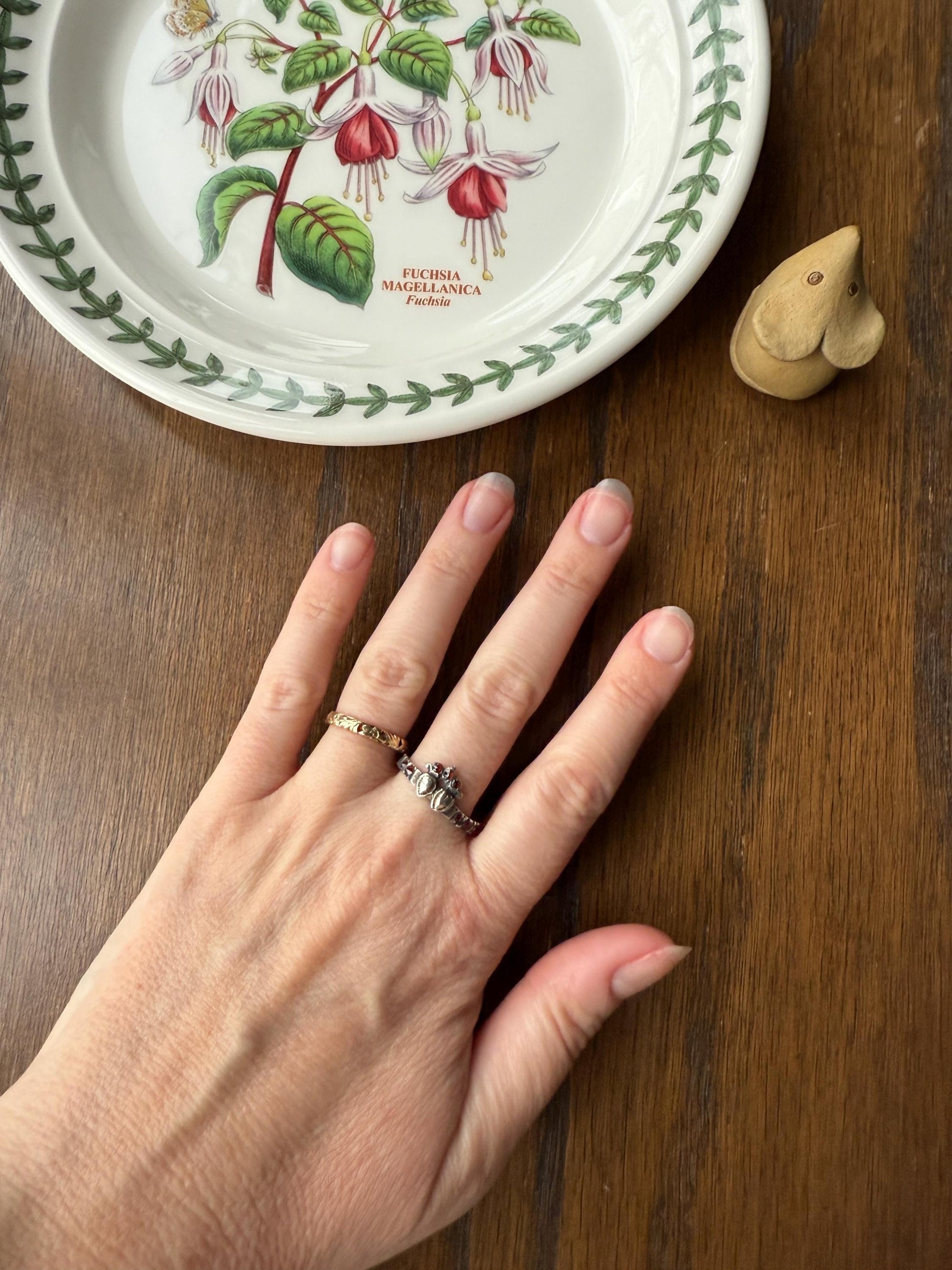 Duchess Anne Victorian Antique Crowned Two Hearts Garnets French Betrothal Ring Solid Silver Figural Traditional Engagement Unique Stacker