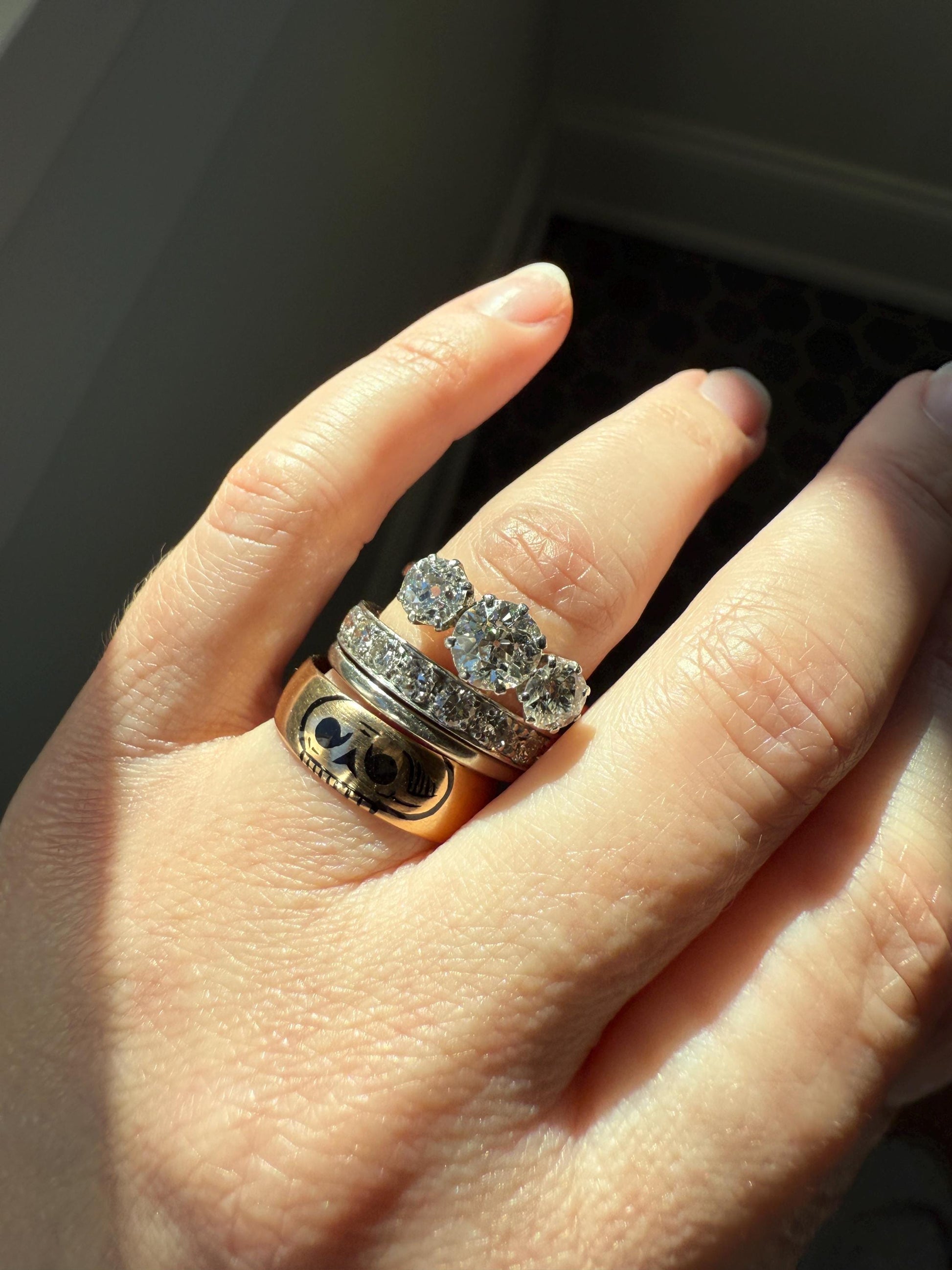 DATED "Sweetheart to Wife" Vintage Wedding Band 18k White Gold January 10, 1951 Skinny Stacker Ring Romantic Posey Poesy Shreve Crump Low