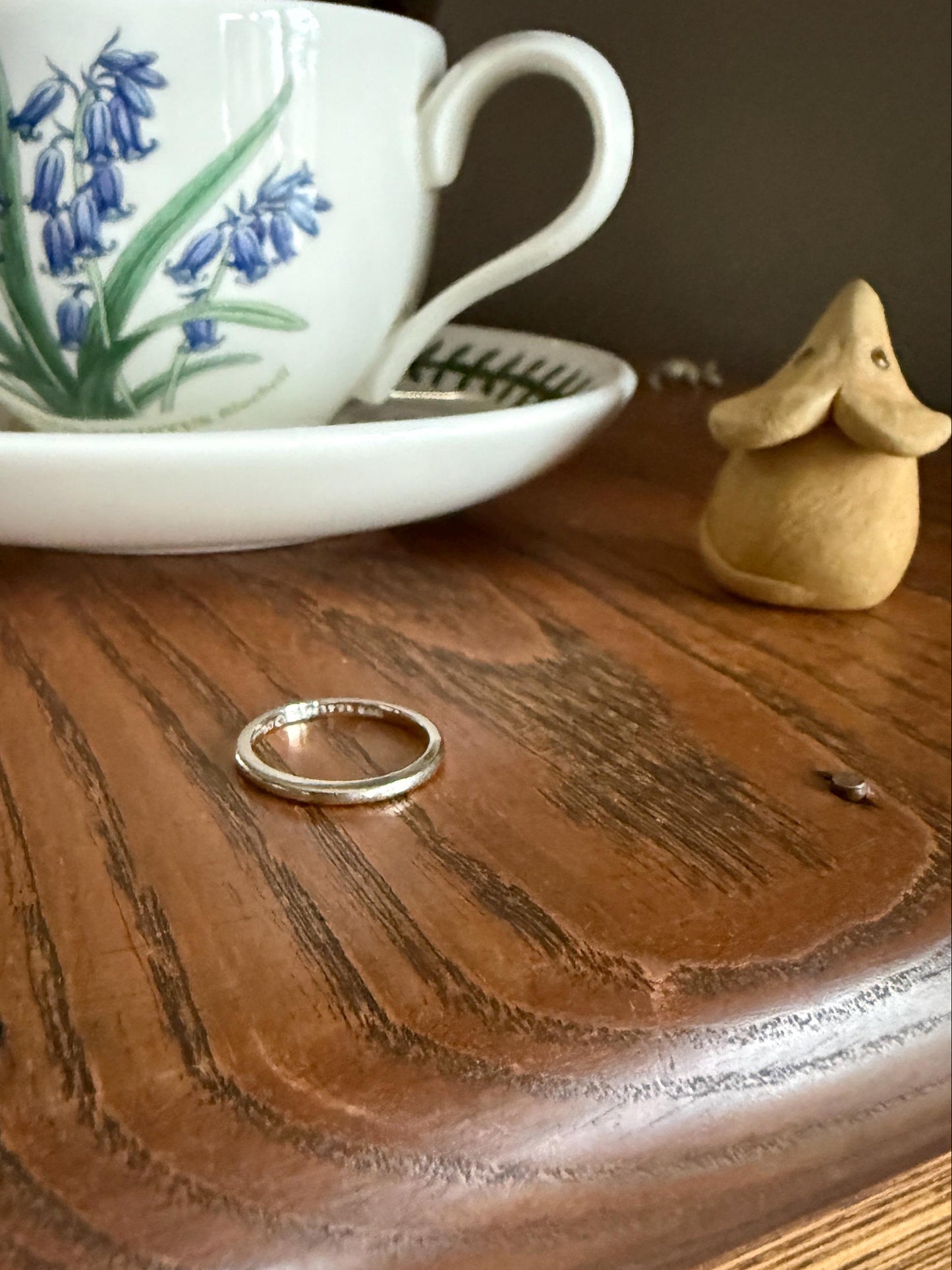 DATED "Sweetheart to Wife" Vintage Wedding Band 18k White Gold January 10, 1951 Skinny Stacker Ring Romantic Posey Poesy Shreve Crump Low