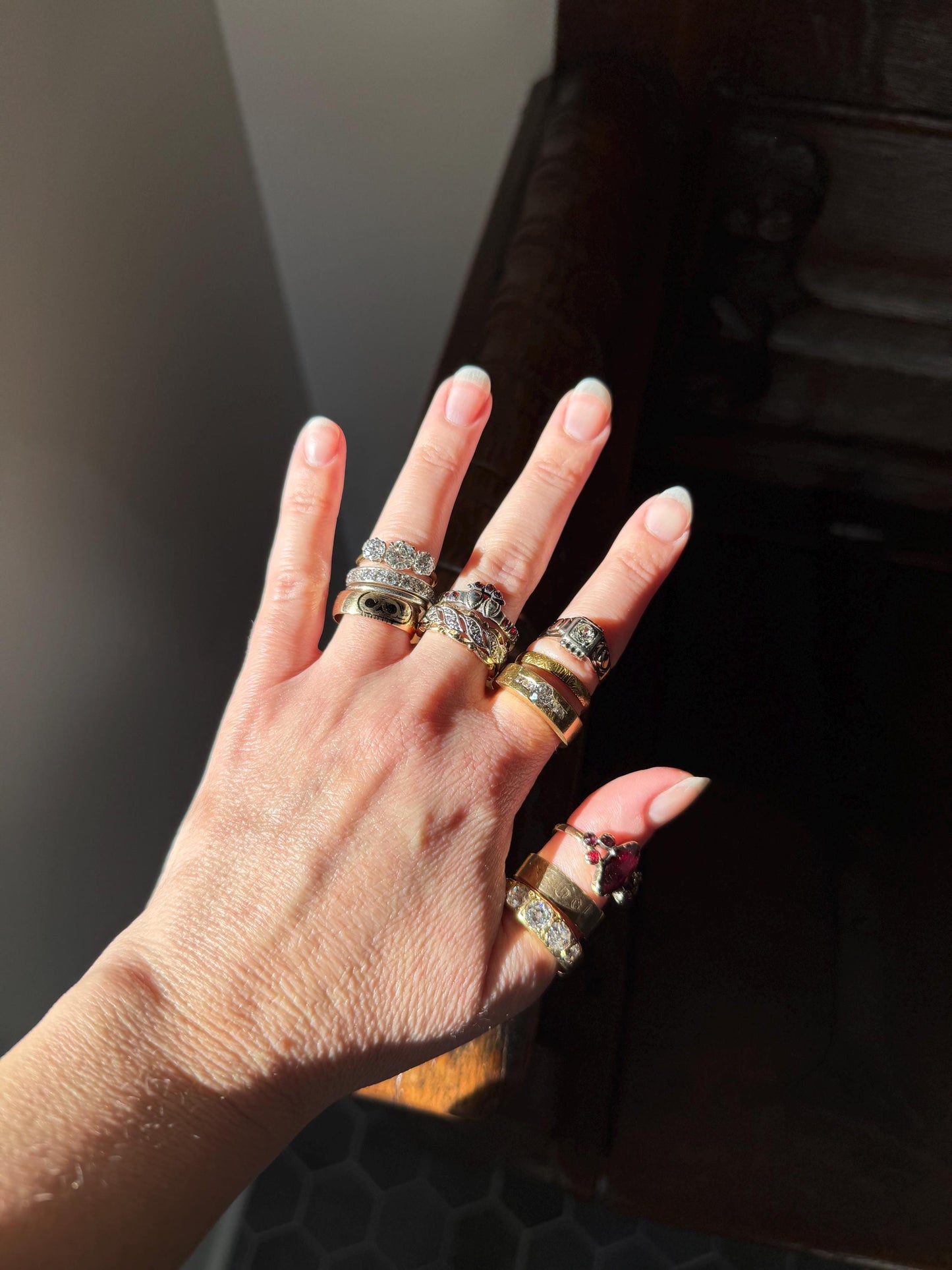 Pumpkinhead Rare Scottish Antique 18k Gold Solid Wedding Band Black Enamel Skull Memento Mori Ring