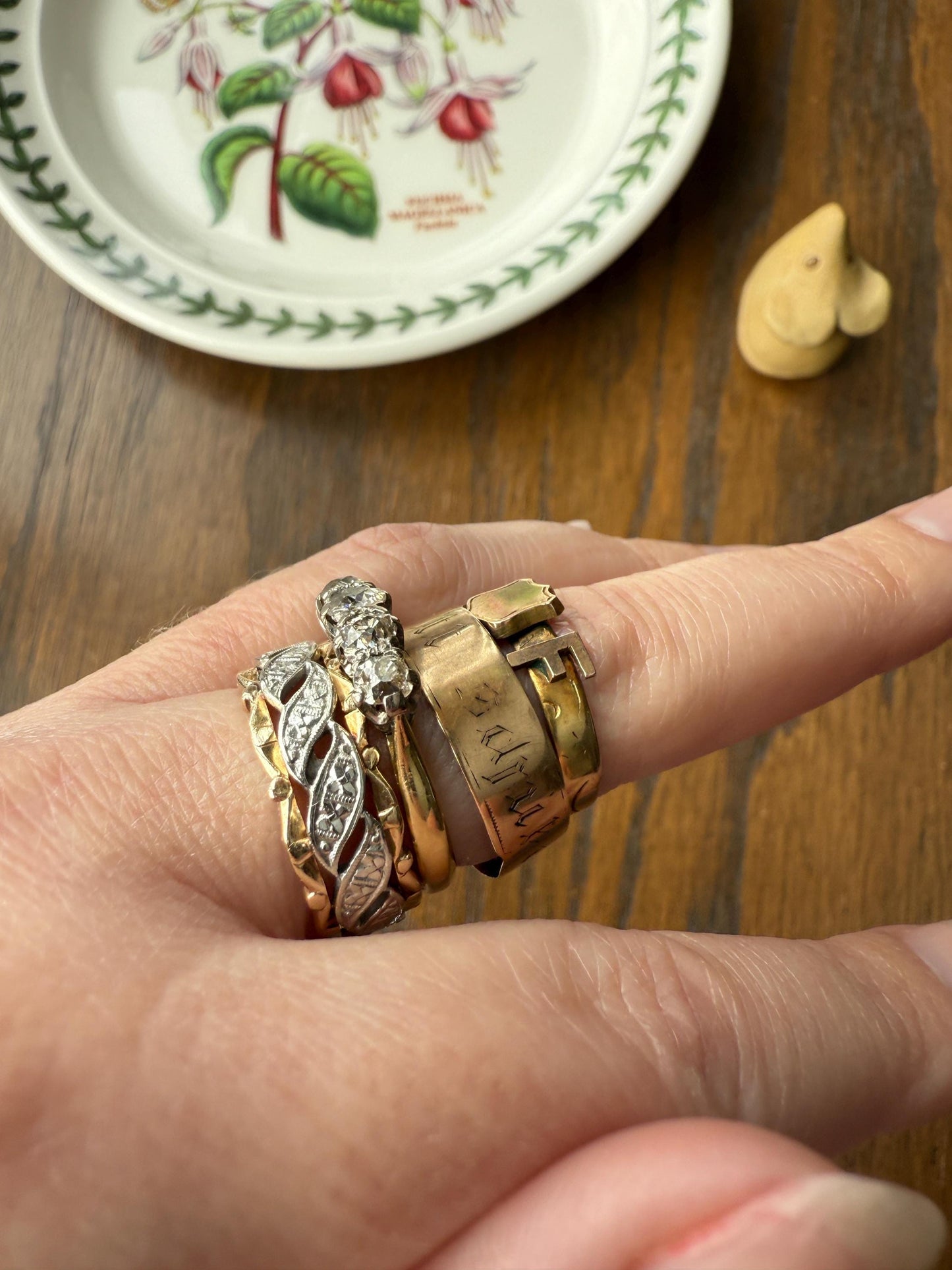 Warm Antique Cigar Band "Gott Schutze Dich" God Bless You 14k Gold Solid Victorian Eternity Ring Wedding Scarce Jewelry with Words Unisex