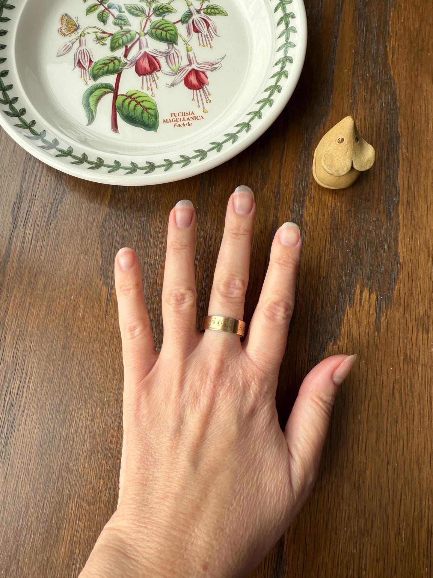 Warm Antique Cigar Band "Gott Schutze Dich" God Bless You 14k Gold Solid Victorian Eternity Ring Wedding Scarce Jewelry with Words Unisex