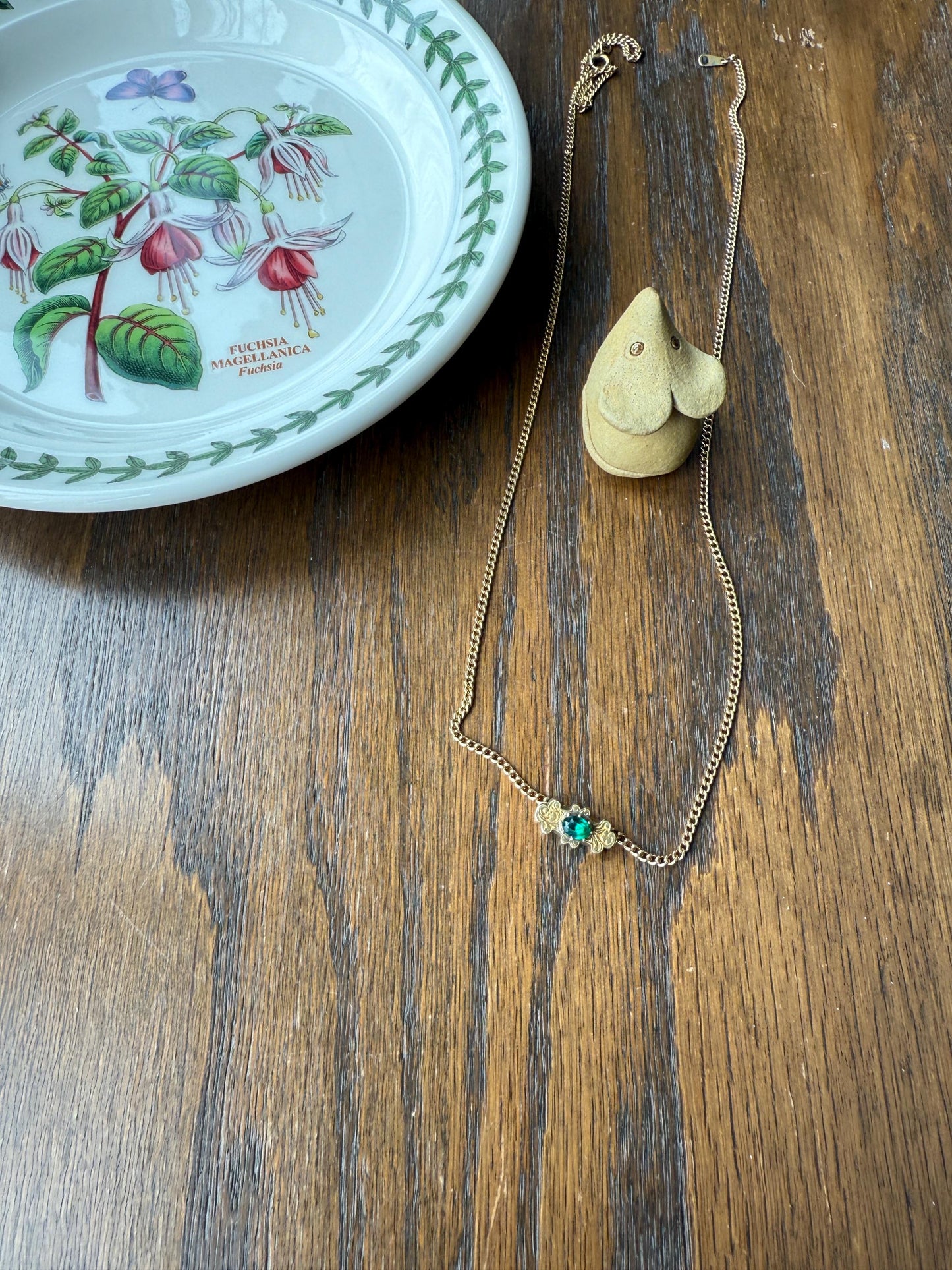 Reversible Slide PENDANT French Antique 14k Gold Engraved Green Paste Faux Emerald Collet Set Bracelet or Necklace Charm Victorian Parts