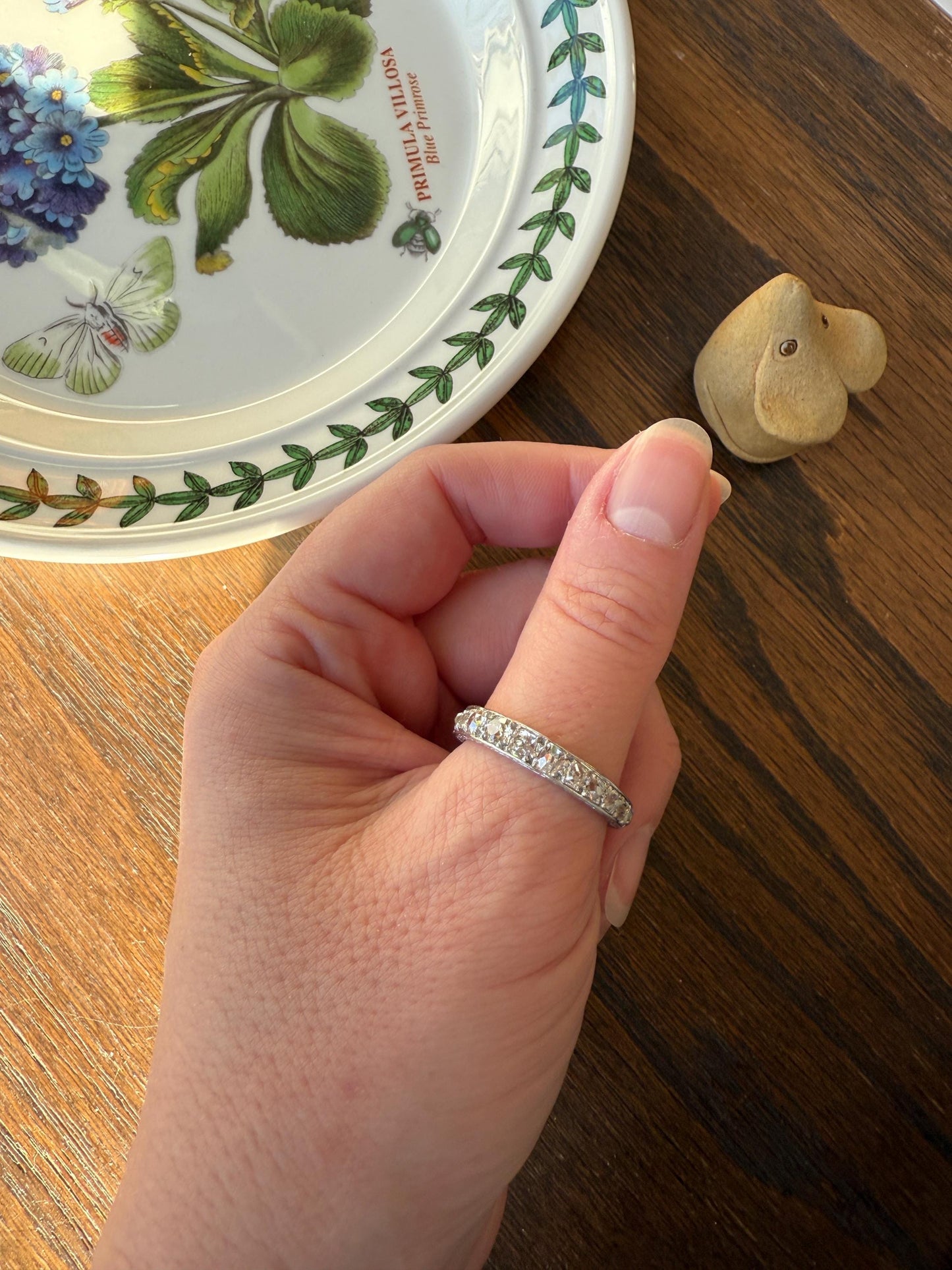 ANTIQUE 2.1 Carats Tapered 25 Old Mine Cut DIAMOND Full Eternity Band PLATINUM Ring Wedding Stacker Romantic Gift Edwardian Unisex Large Sz