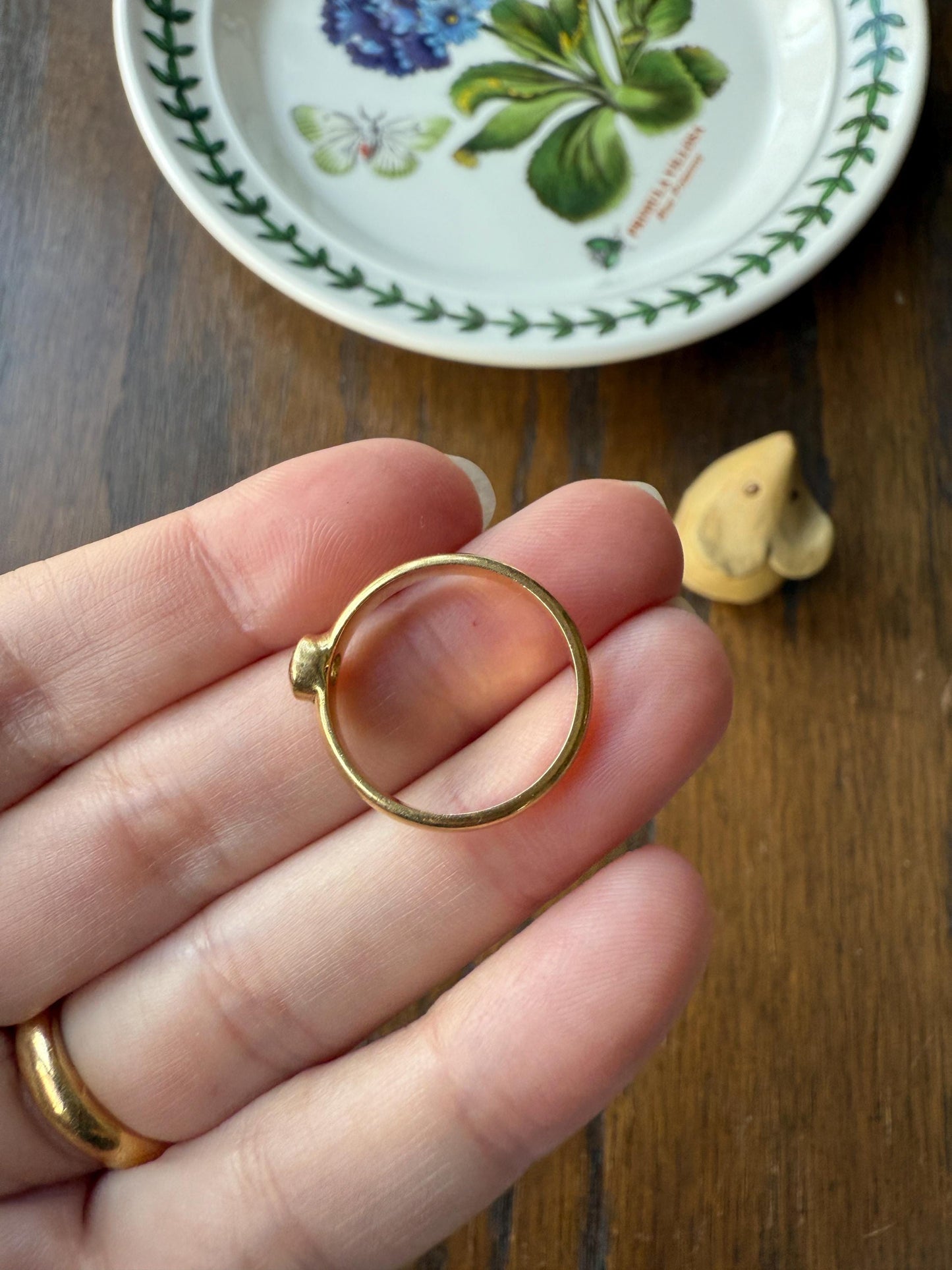 Vintage DIAMOND Bezel Set Ring Stacker Band 18k Gold Sold French Geometric Engagement Gift Unisex