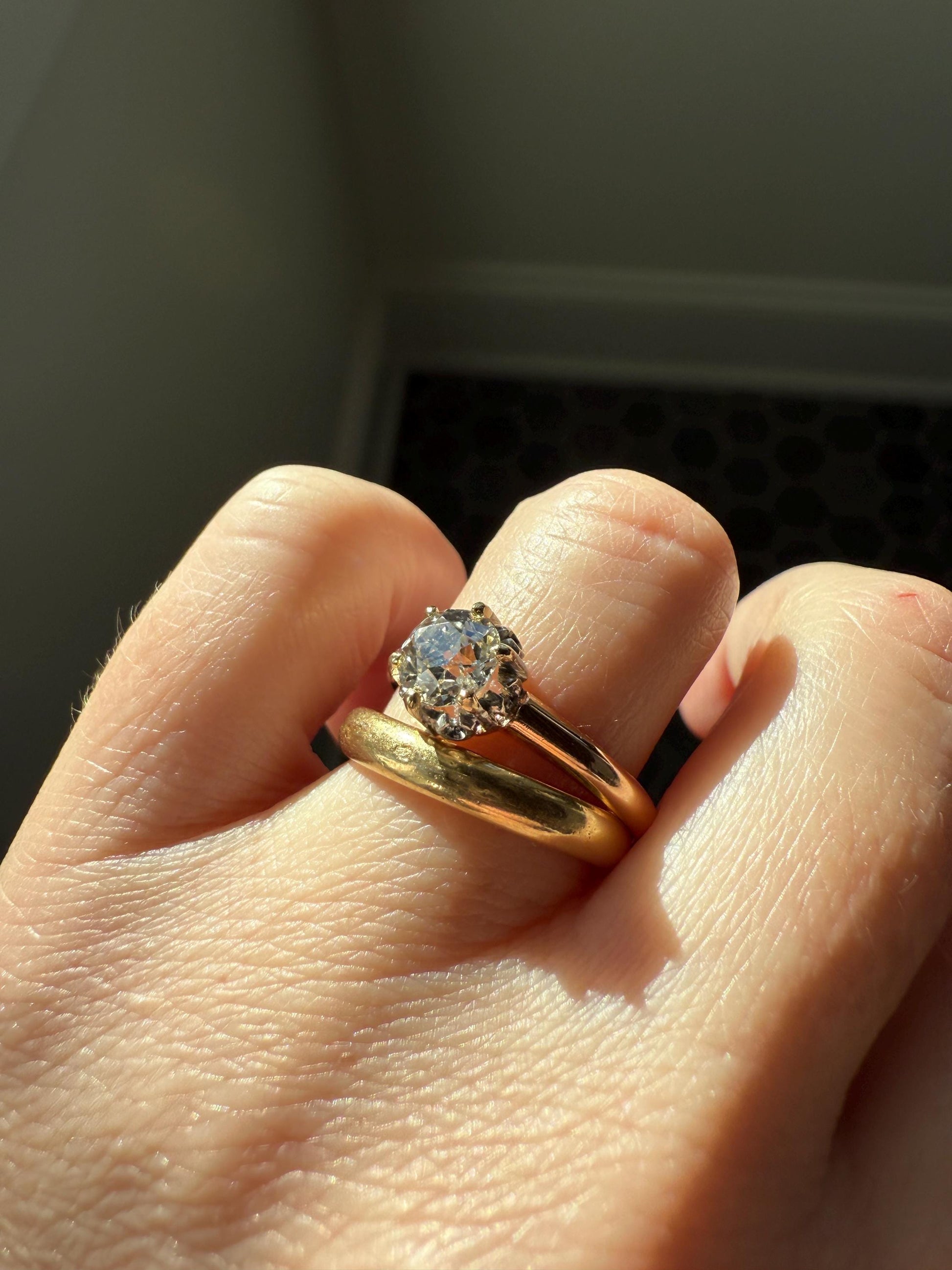 Ornate Classic Victorian Antique One Carat Old Mine Cut DiAMOND Solitaire Ring French 18k Rosy GOLD Engagement All Original Setting & Stone