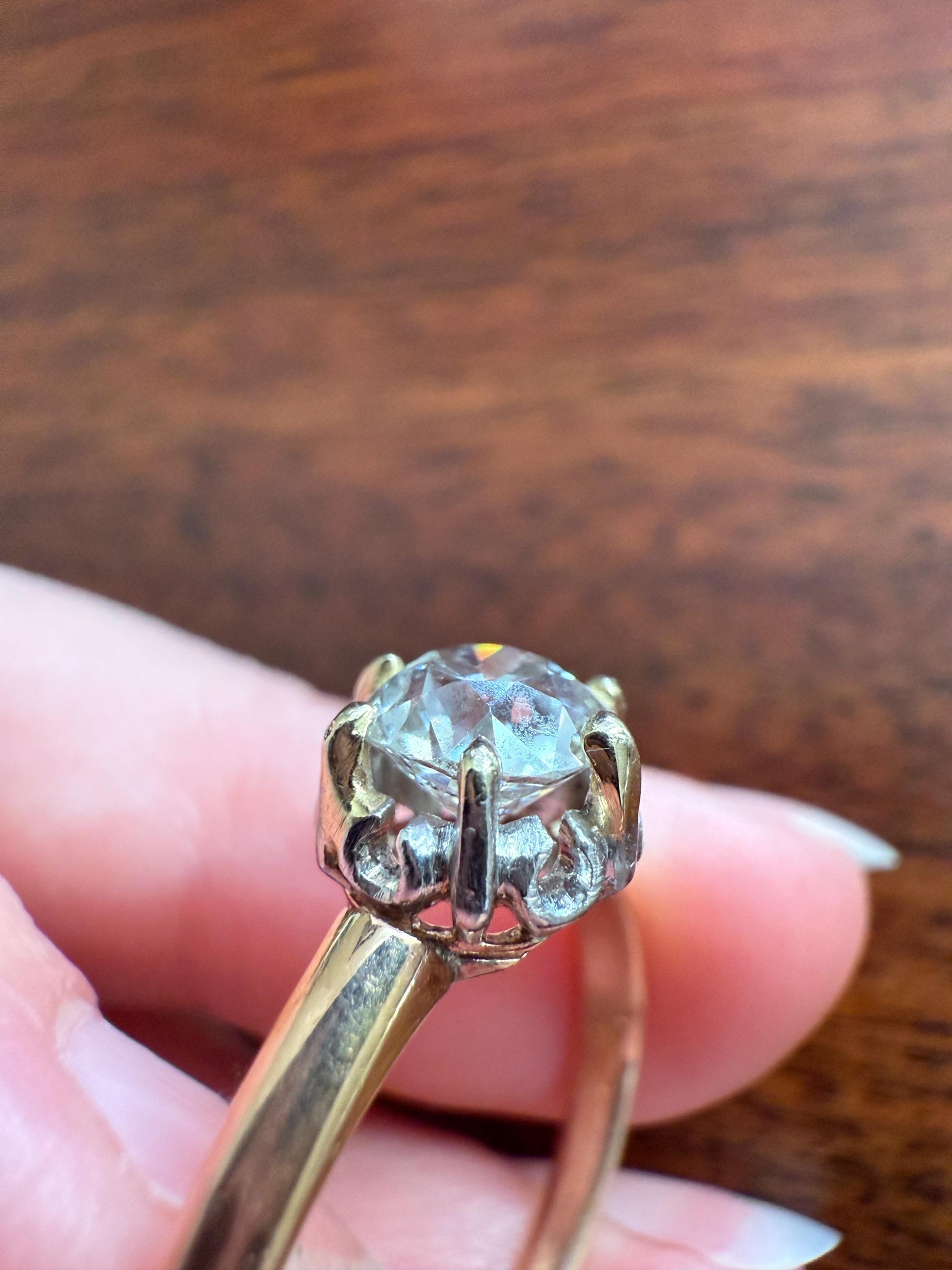 Ornate Classic Victorian Antique One Carat Old Mine Cut DiAMOND Solitaire Ring French 18k Rosy GOLD Engagement All Original Setting & Stone