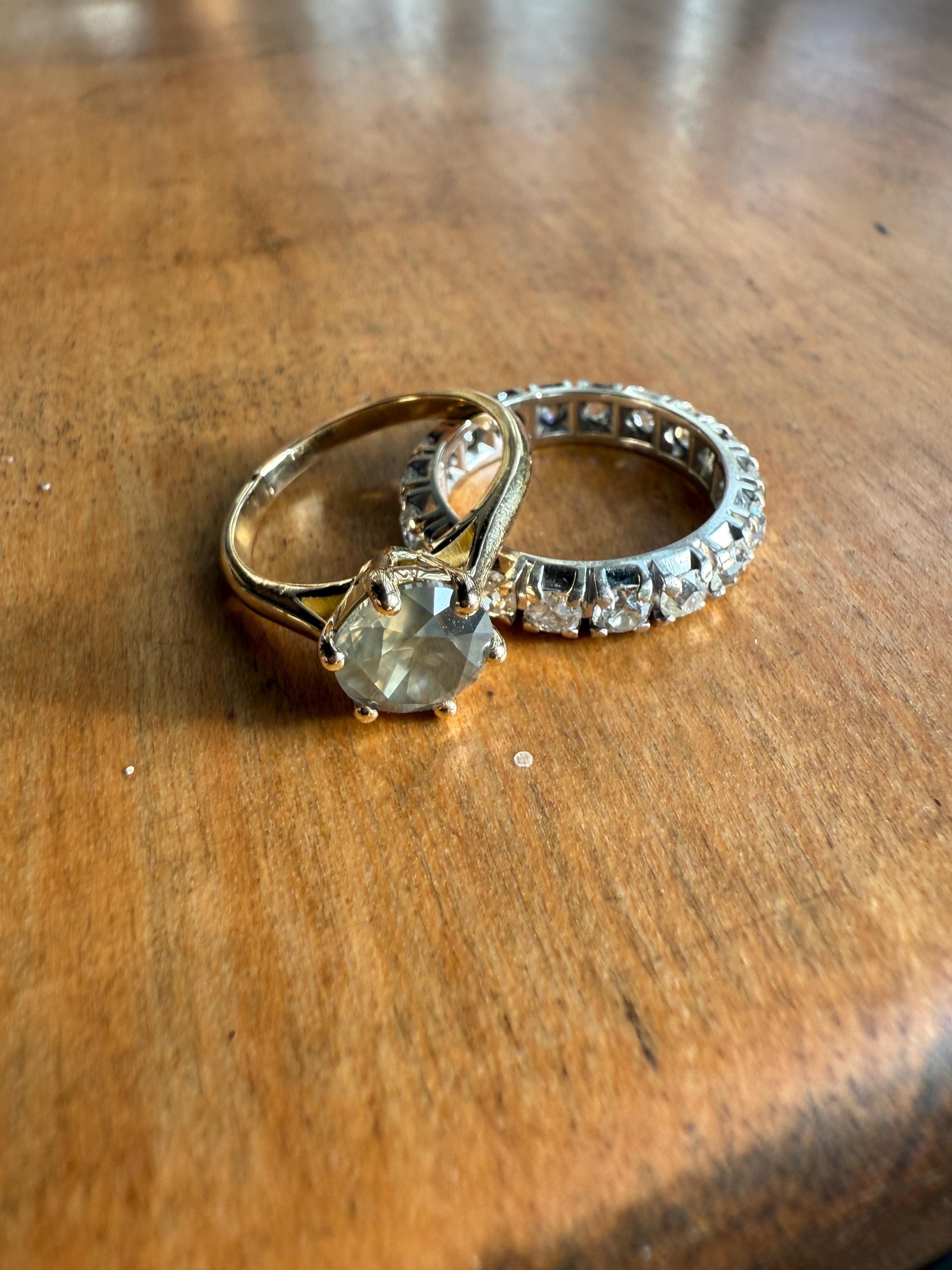 FRENCH Antique Art Deco 2.7 Carats 18 Old Mine Cut DiAMOND Full ETERNITY Band Ring 18k White GOLD Wedding Anniversary Beveled OmC