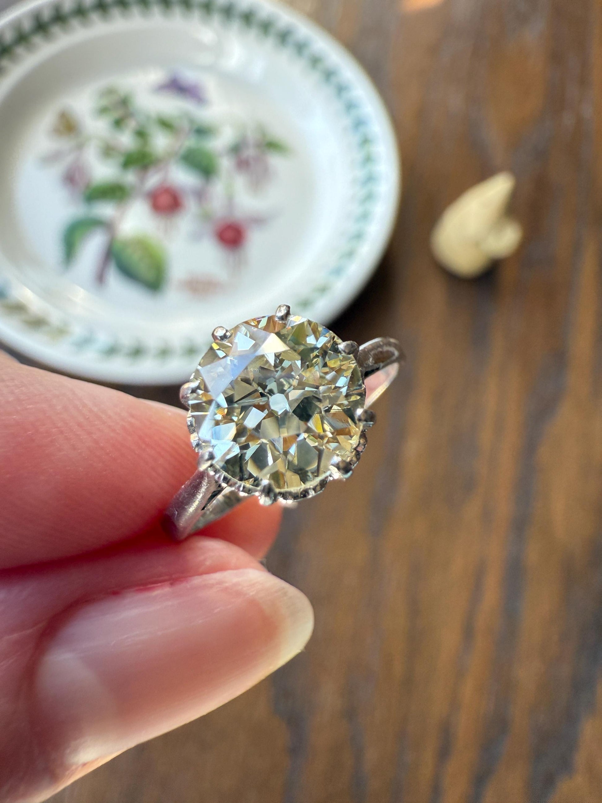 Antique Eye Clean Two Carat Warm Natural Old European Cut DiAMOND Solitaire Ring Platinum Engagement All Original Edwardian Setting 2Ctw