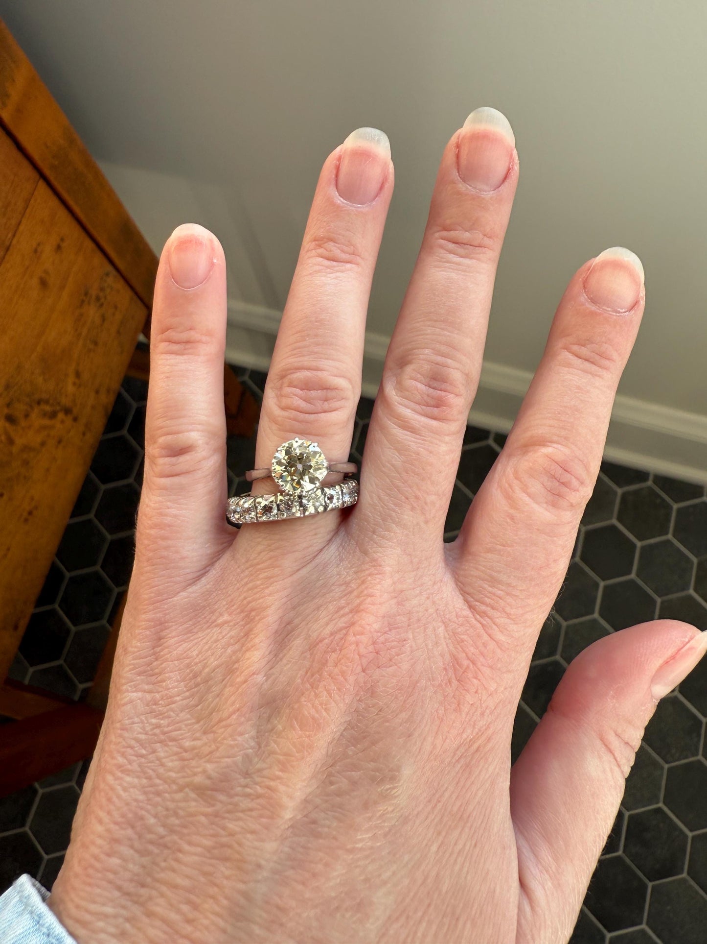 Antique Eye Clean Two Carat Warm Natural Old European Cut DiAMOND Solitaire Ring Platinum Engagement All Original Edwardian Setting 2Ctw