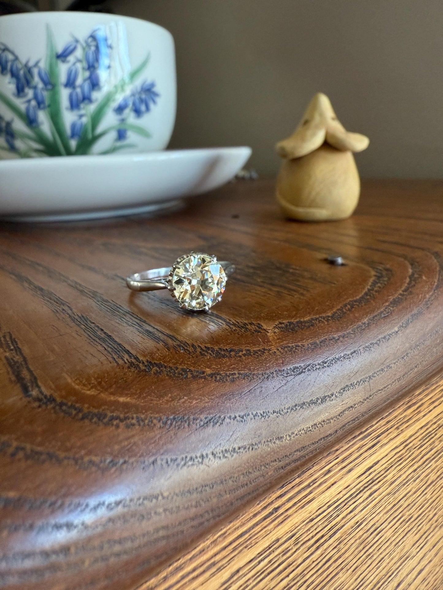 Antique Eye Clean Two Carat Warm Natural Old European Cut DiAMOND Solitaire Ring Platinum Engagement All Original Edwardian Setting 2Ctw