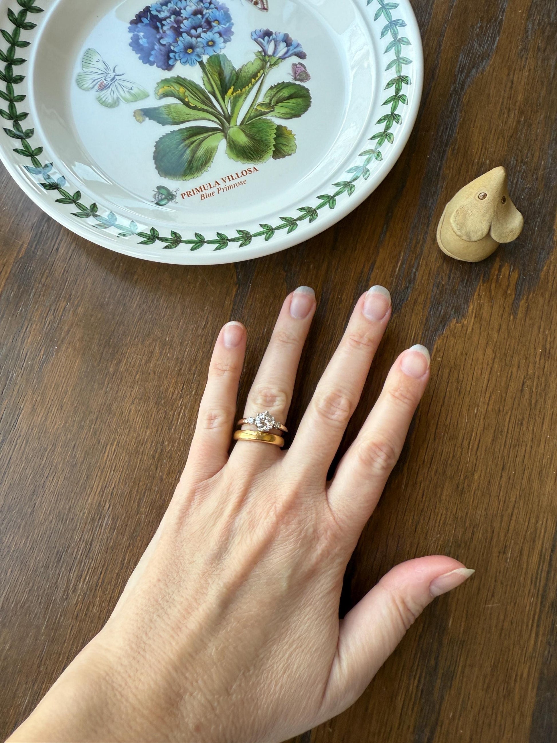 Vintage One CARAT Transitional Cut DIAMOND Eye Clean Solitaire Engagement Ring w/ accents 18k Gold Fiery Stacker