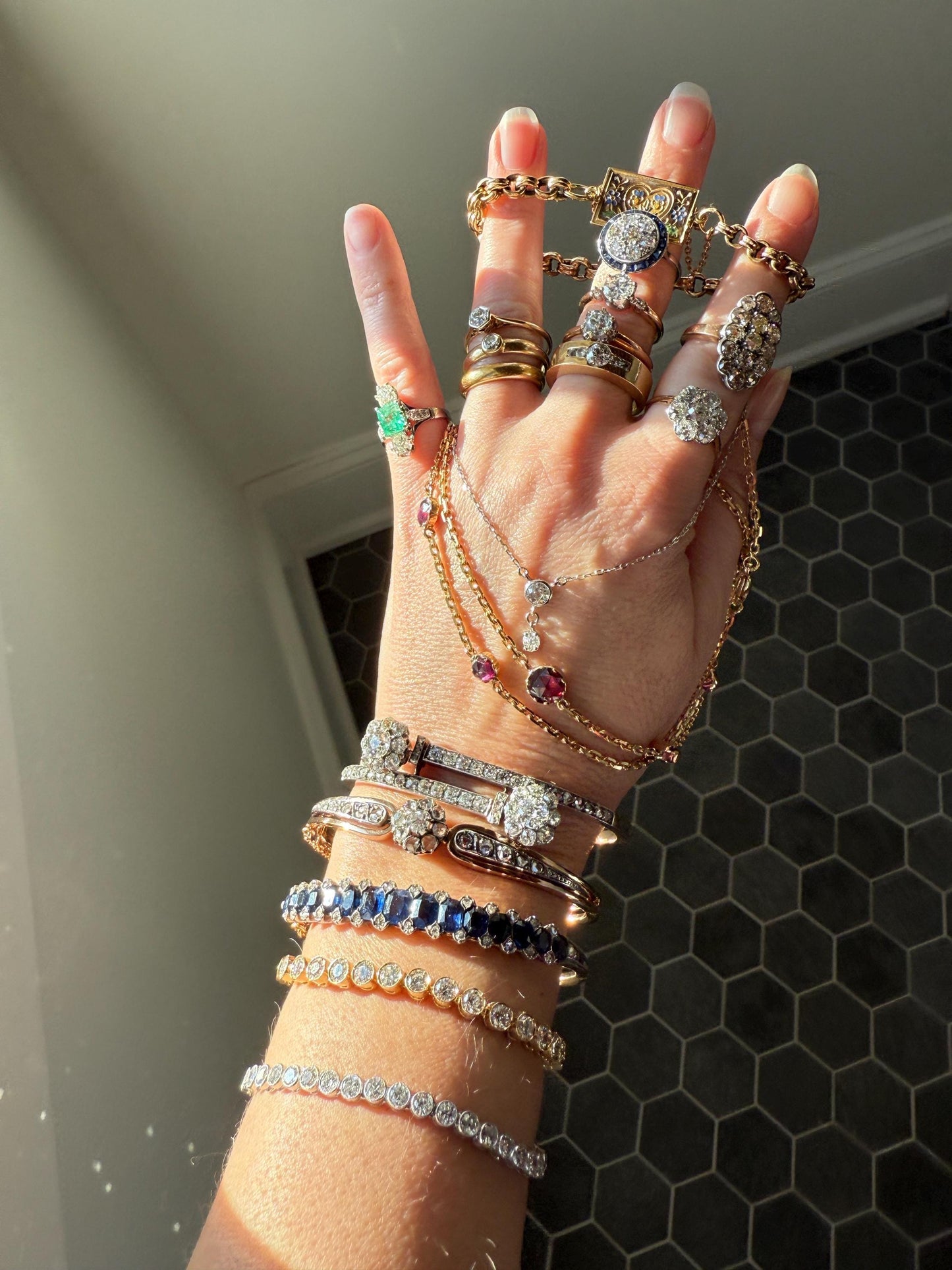 Vintage One CARAT Transitional Cut DIAMOND Eye Clean Solitaire Engagement Ring w/ accents 18k Gold Fiery Stacker