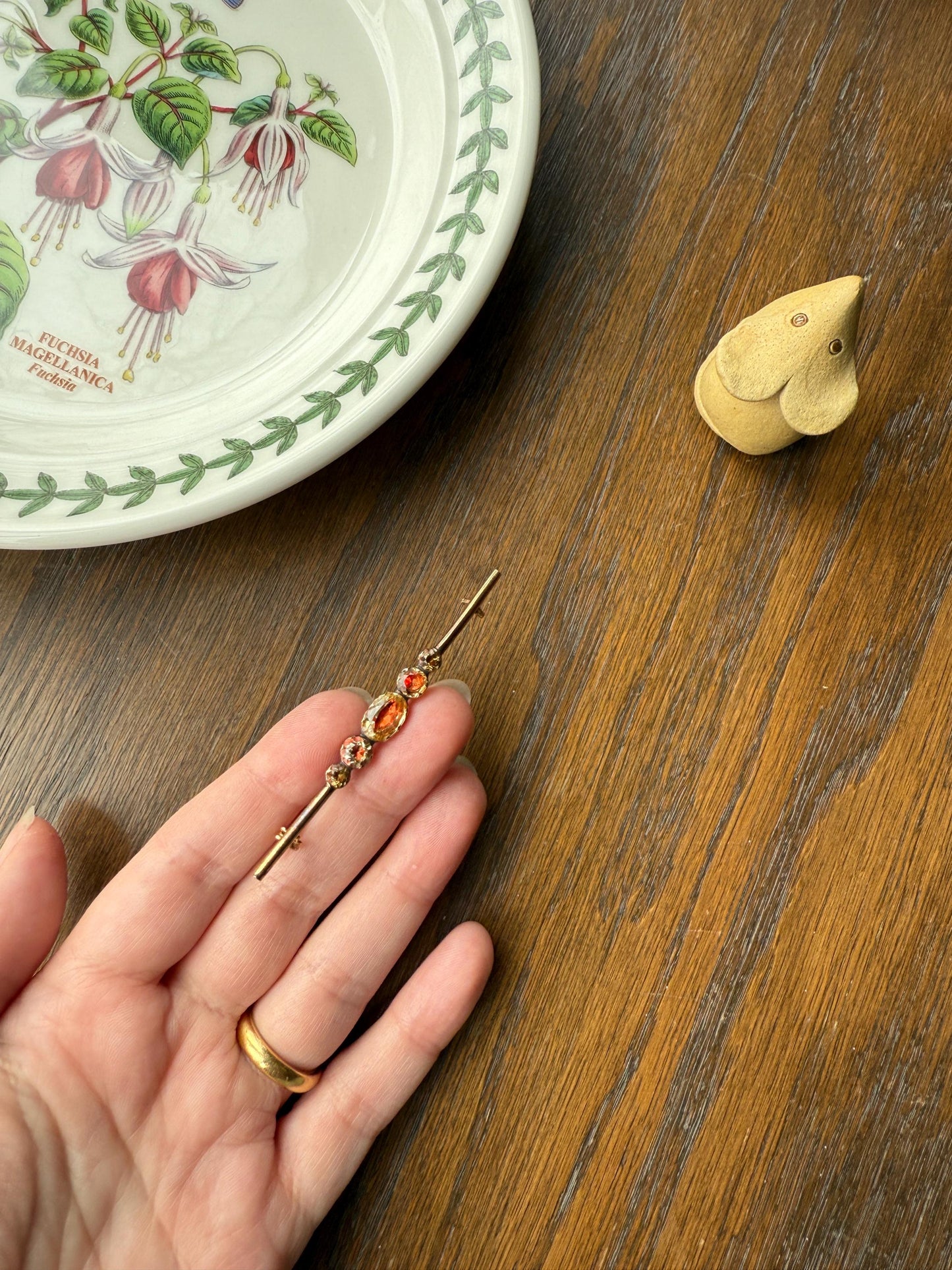 Antique Vinegar and Oil Foiled Citrine Five Stone Bar Line Brooch for Pendant Conversion Extender French Victorian 18k Gold Oval Geometric