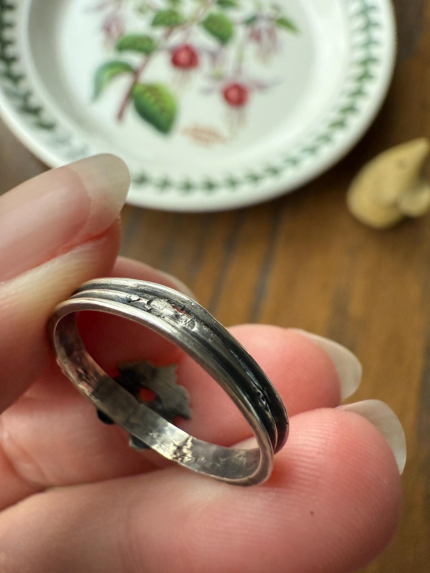 Duchess Anne Victorian Antique Crowned Two Hearts Garnets French Betrothal Ring Solid Silver Figural Traditional Engagement Unique Stacker