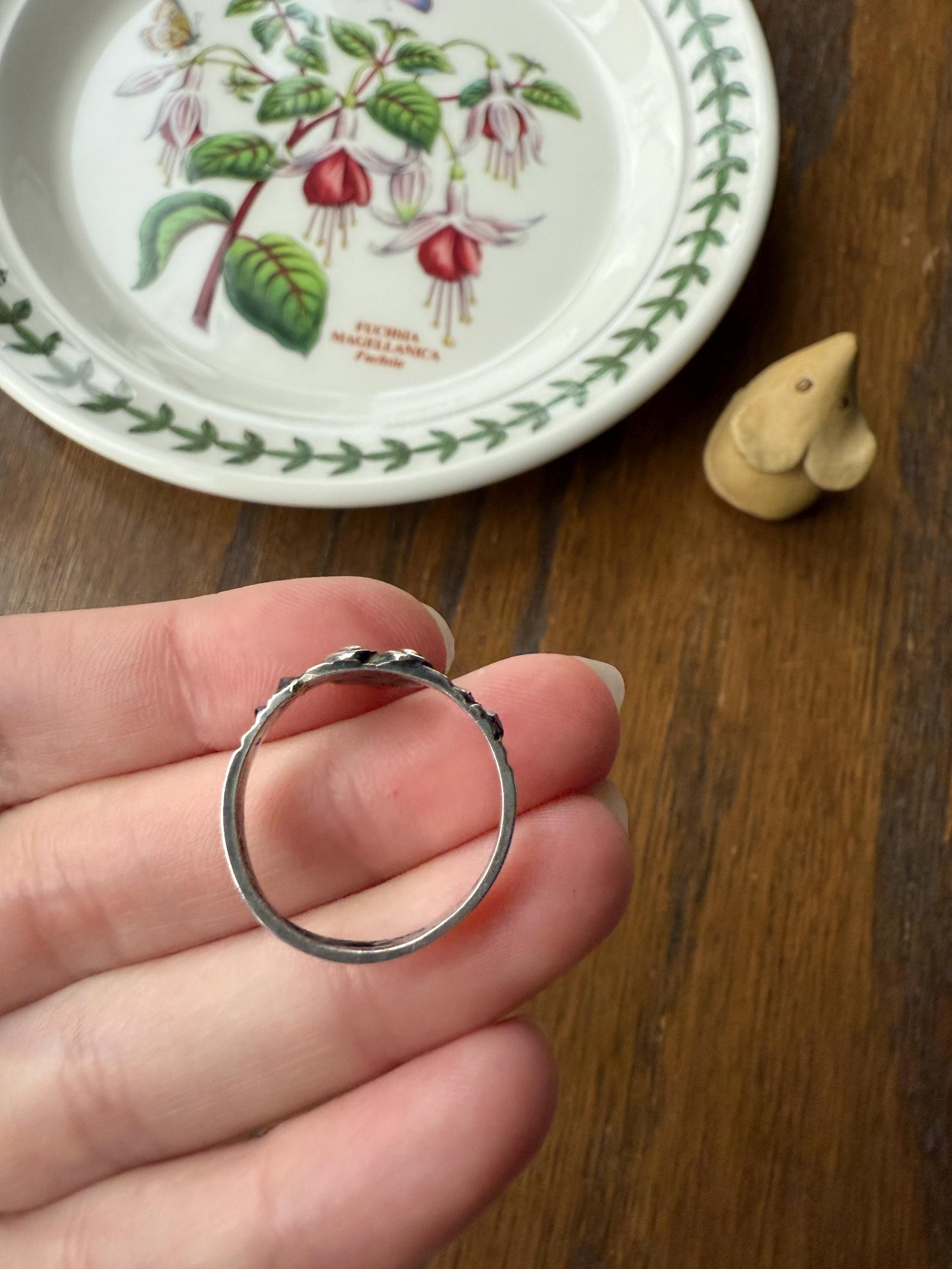 Duchess Anne Victorian Antique Crowned Two Hearts Garnets French Betrothal Ring Solid Silver Figural Traditional Engagement Unique Stacker