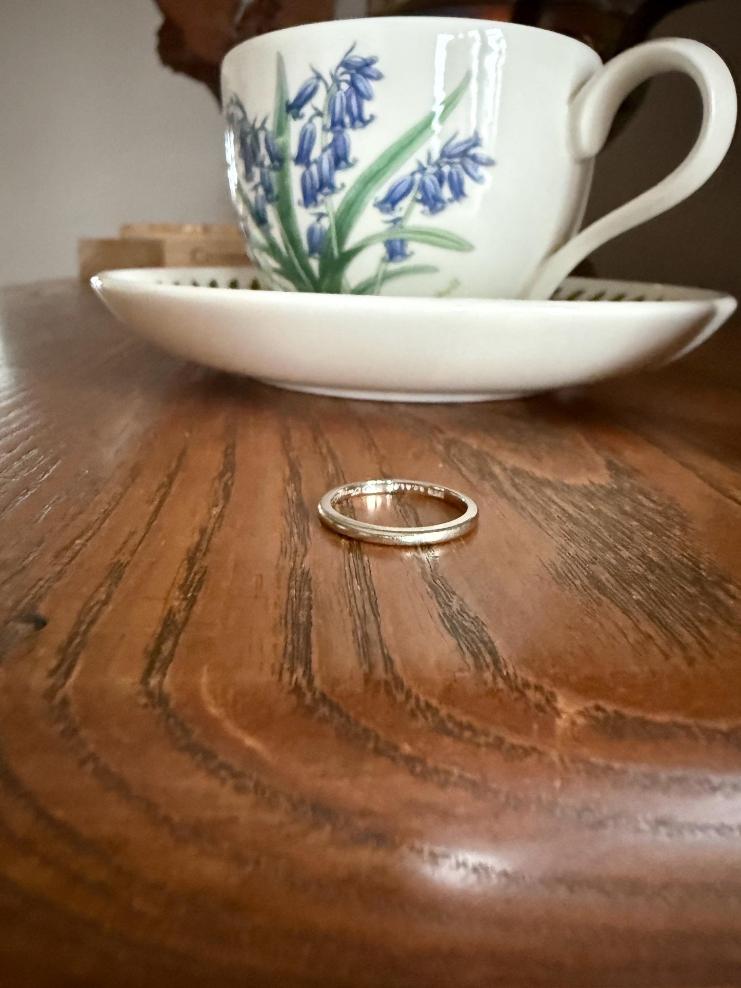 DATED "Sweetheart to Wife" Vintage Wedding Band 18k White Gold January 10, 1951 Skinny Stacker Ring Romantic Posey Poesy Shreve Crump Low