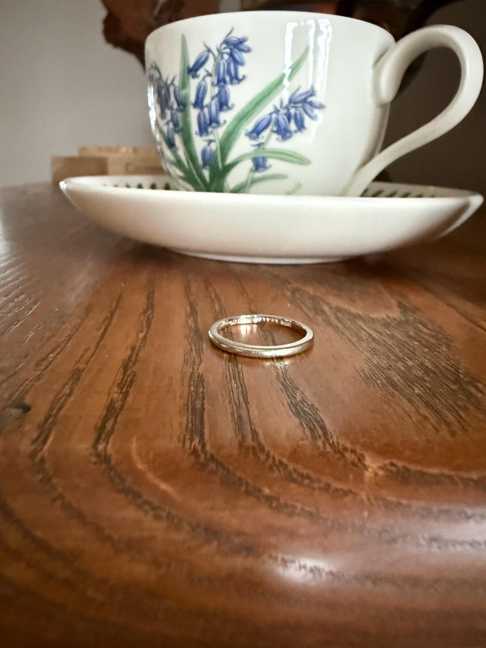 DATED "Sweetheart to Wife" Vintage Wedding Band 18k White Gold January 10, 1951 Skinny Stacker Ring Romantic Posey Poesy Shreve Crump Low