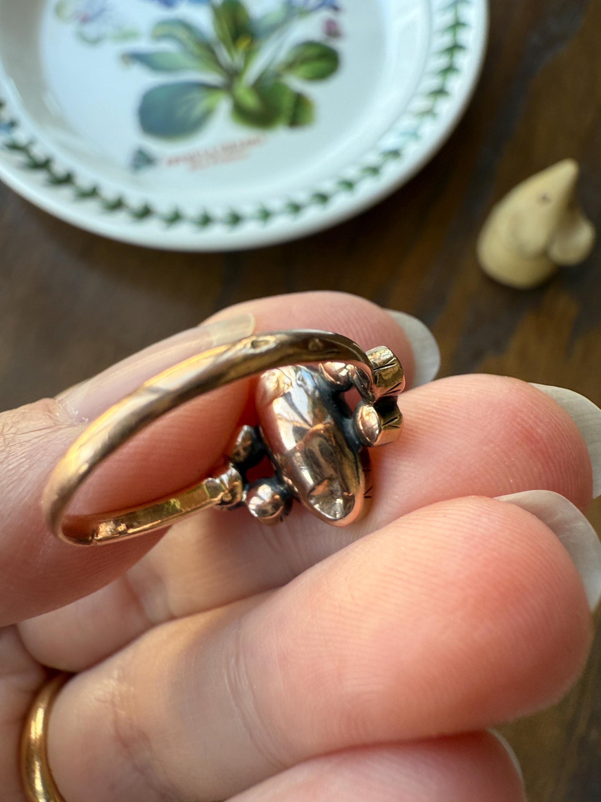 Victorian Perpignan Rose Cut GARNET French Seven Stone Ring Marquise & Round Betrothal Band 18k Gold Antique Period Hallmark Juicy Glow Red