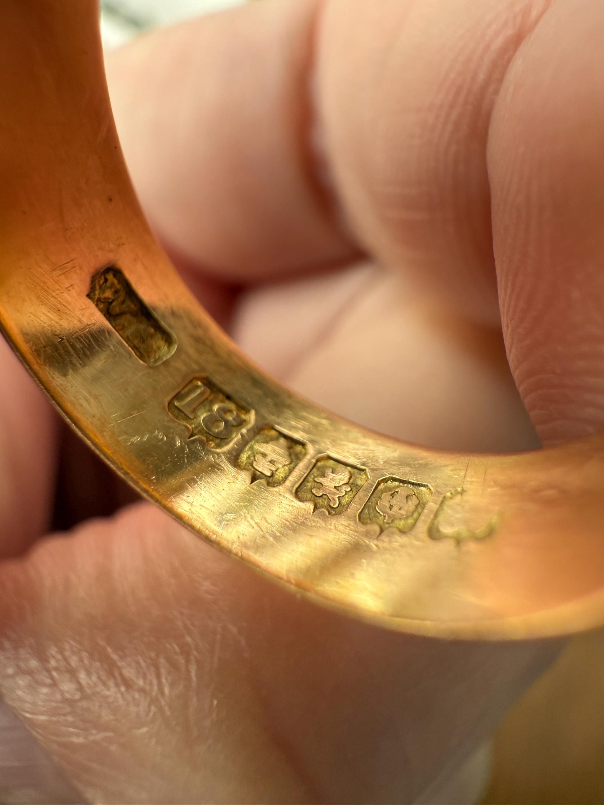 Pumpkinhead Rare Scottish Antique 18k Gold Solid Wedding Band Black Enamel Skull Memento Mori Ring