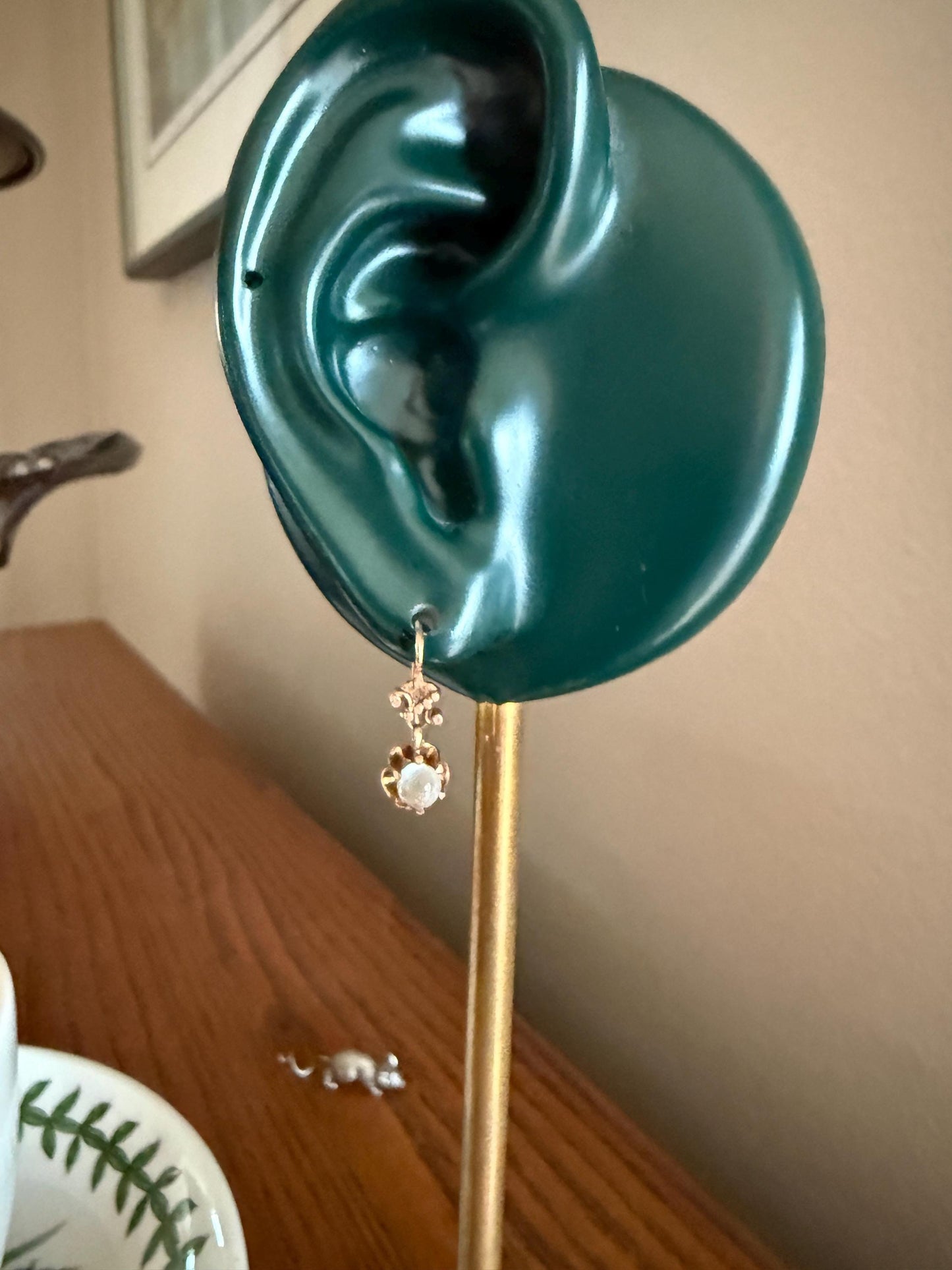 Antique Blue Moonstone ORB Victorian Dangle Earrings Buttercup Prongs 14k Rosy Gold Glowing Drops