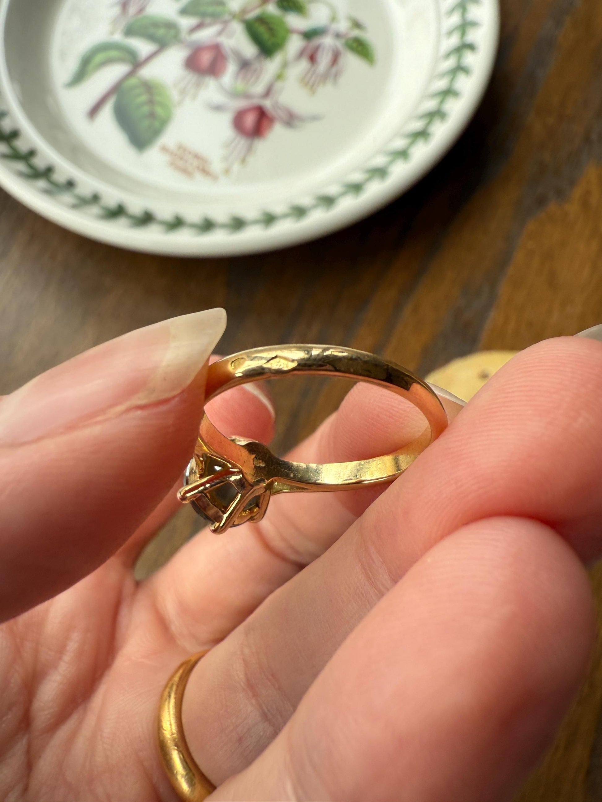 Fancy Intense Yellowish Gray Natural Diamond 2.4 Carat Solitaire Ring Smoky Inner Glow Aura French Vintage 18k Gold Unique Engagement Ooak