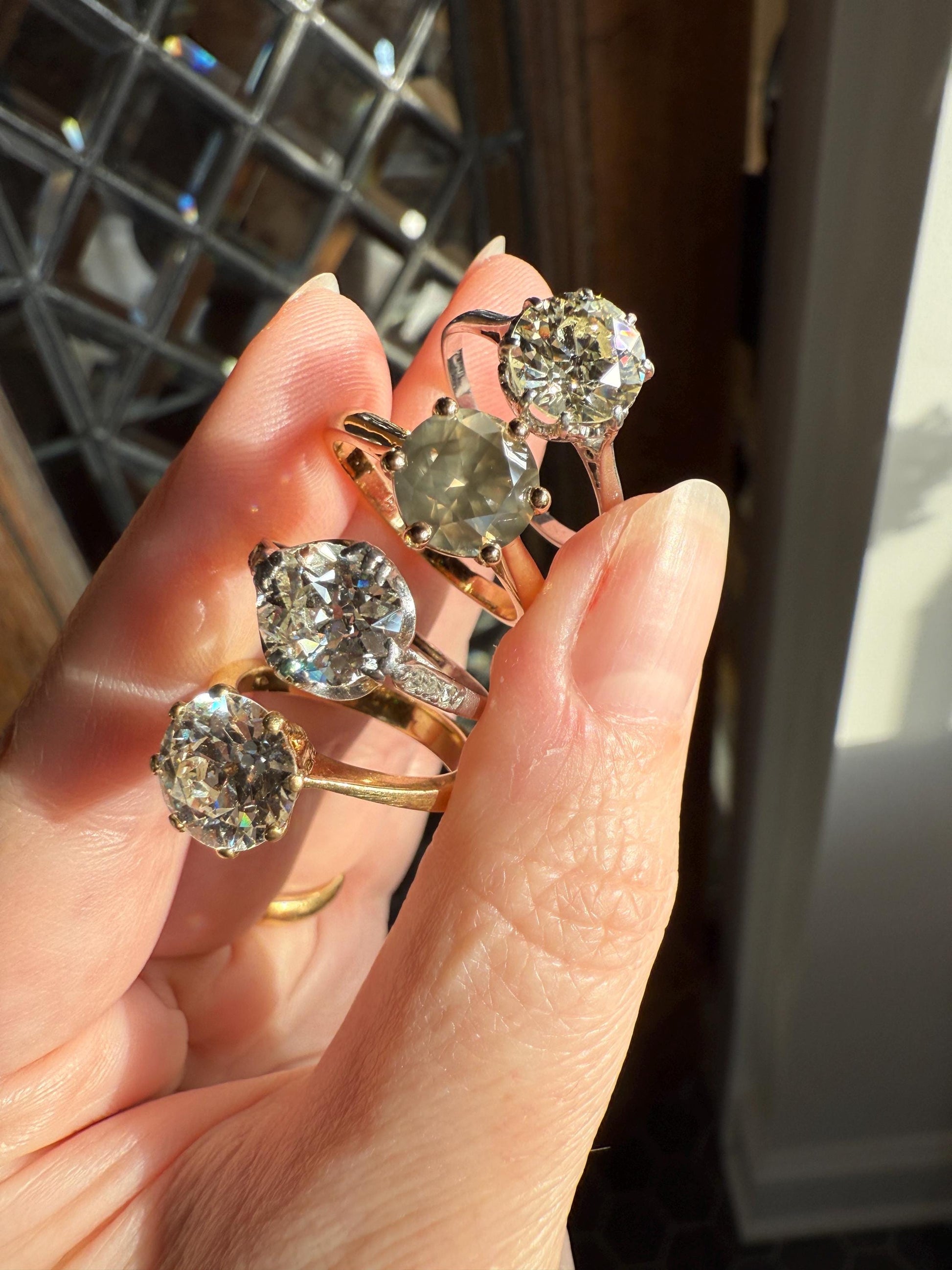 Fancy Intense Yellowish Gray Natural Diamond 2.4 Carat Solitaire Ring Smoky Inner Glow Aura French Vintage 18k Gold Unique Engagement Ooak