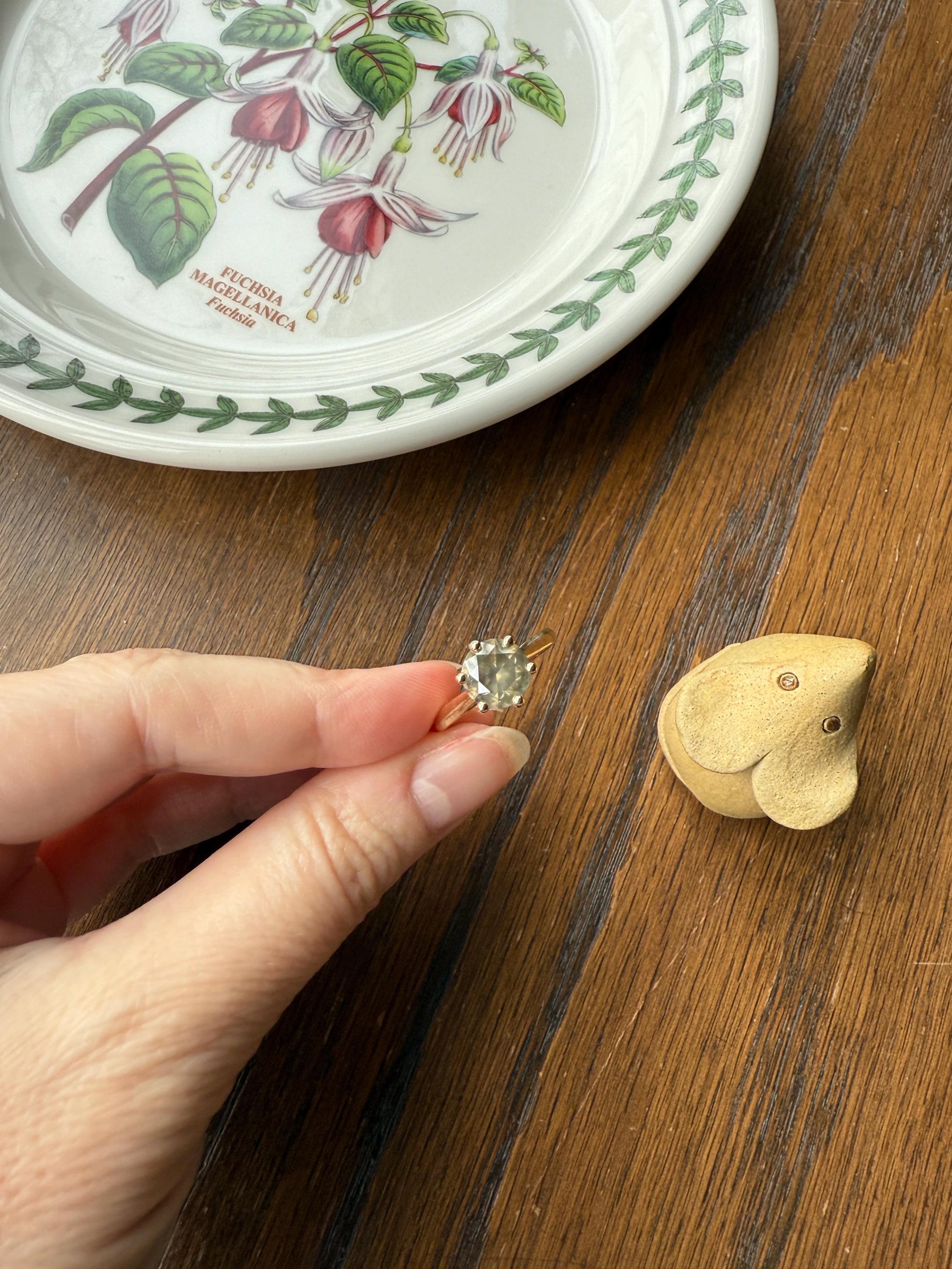 Fancy Intense Yellowish Gray Natural Diamond 2.4 Carat Solitaire Ring Smoky Inner Glow Aura French Vintage 18k Gold Unique Engagement Ooak