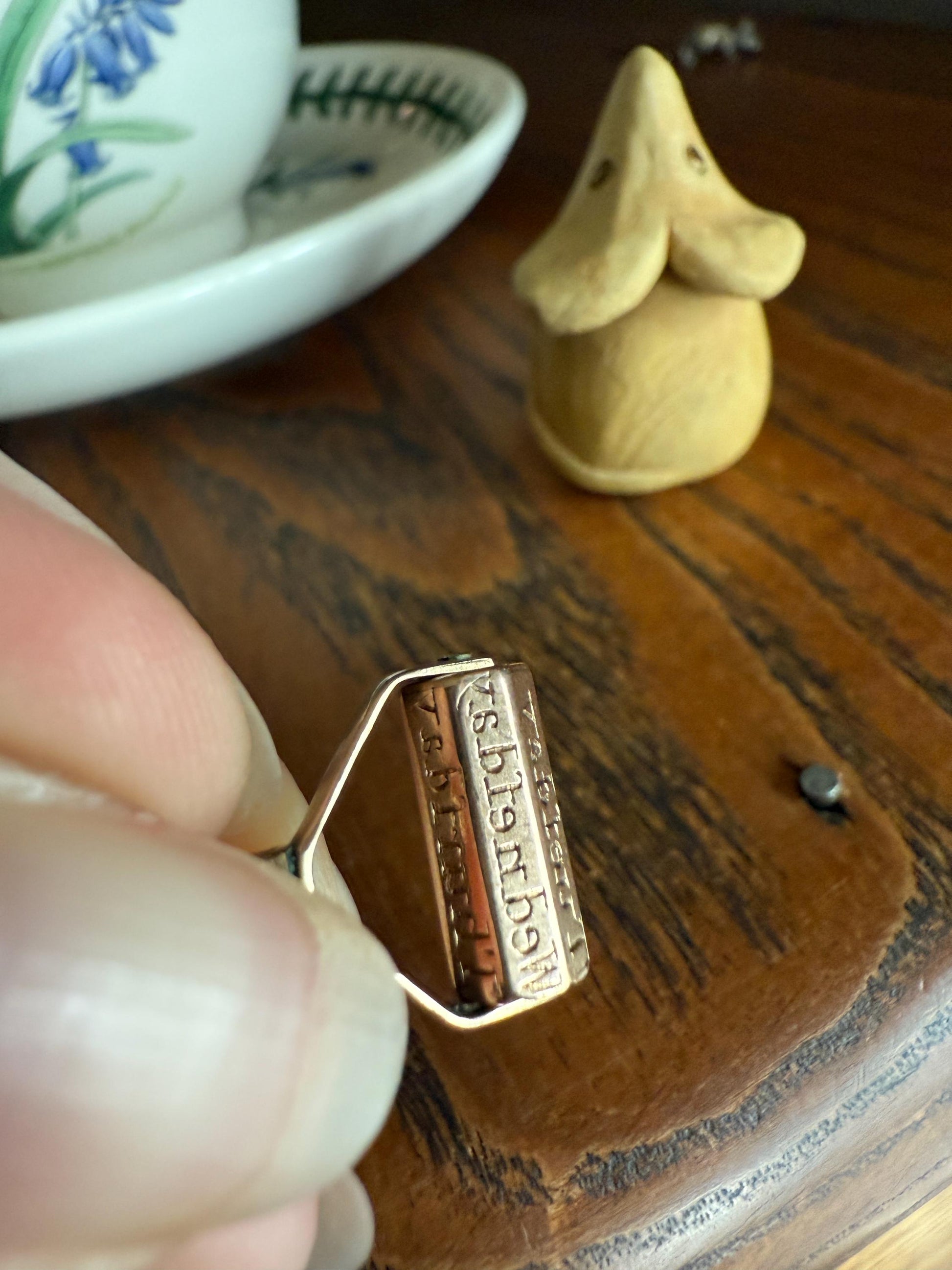 SPINNER Days of the Week Fob 10k Gold Engraved Reverse Intaglio Mini Wax Seal Pendant Antique Victorian