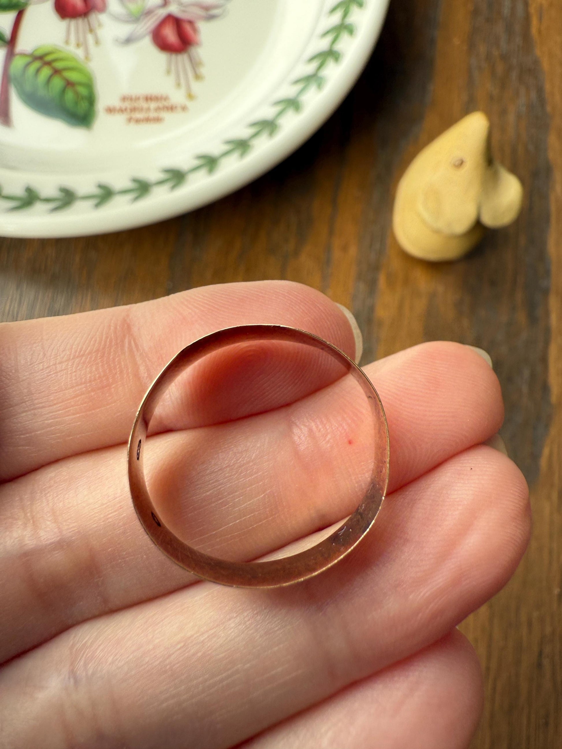 Warm Antique Cigar Band "Gott Schutze Dich" God Bless You 14k Gold Solid Victorian Eternity Ring Wedding Scarce Jewelry with Words Unisex