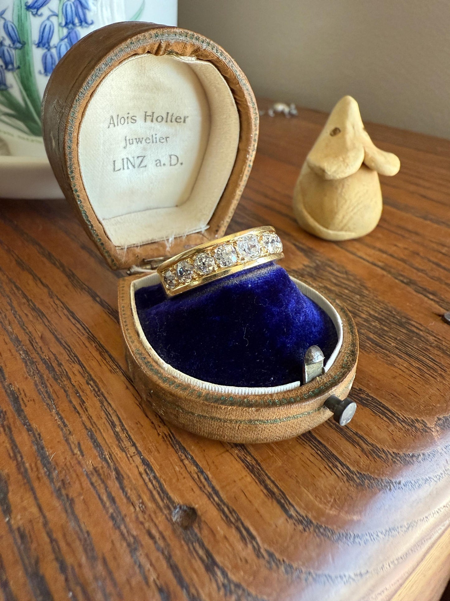French Vintage 2 Carats Nine Stone Band Chunky Half Hoop Ring Antique Old Mine Cut DIAMOND 8.9g 18k Gold Solid Stacker Heavy Cigar 2Ctw OMC