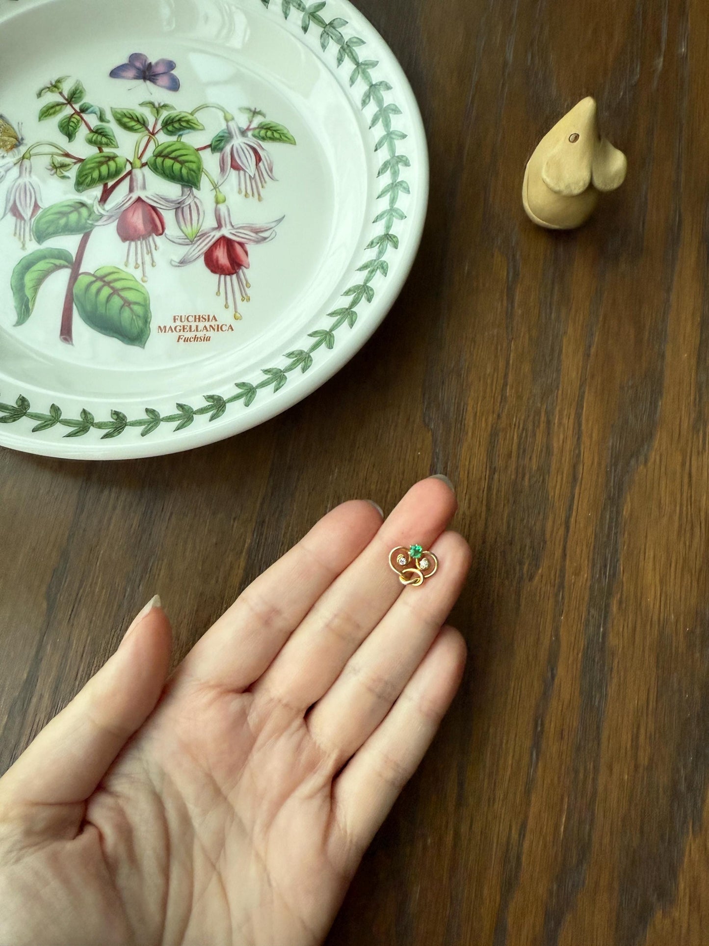 Pretzel Emerald Old Mine Cut Diamond PENDANT Antique 14k Gold Love Knot Bracelet or Necklace Charm Victorian Parts