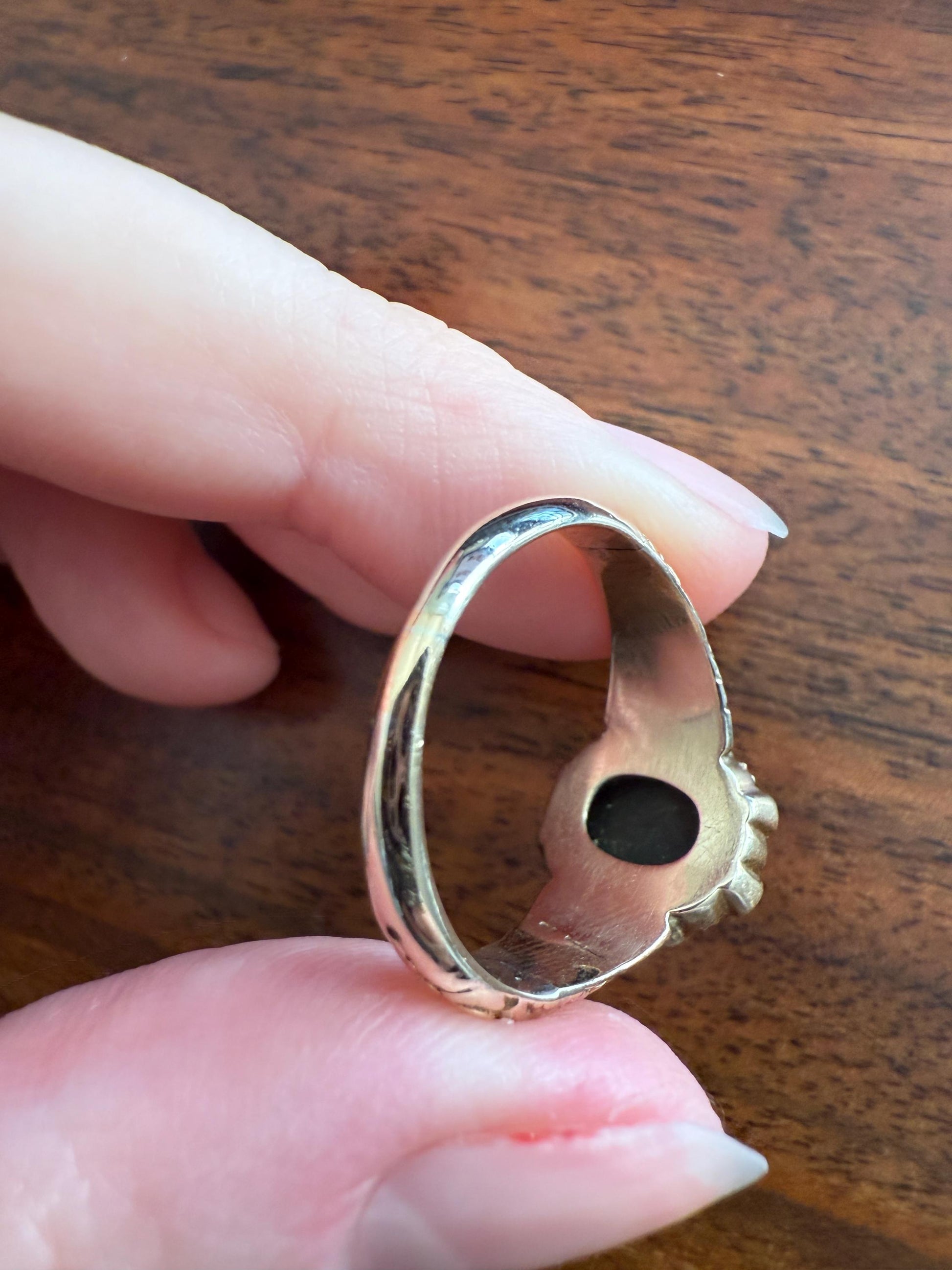 EMERALD Pearl Turquoise Georgian 10k Gold Ring Green White Floral Bouquet Embossed Shoulders Ornate Stacker Cluster