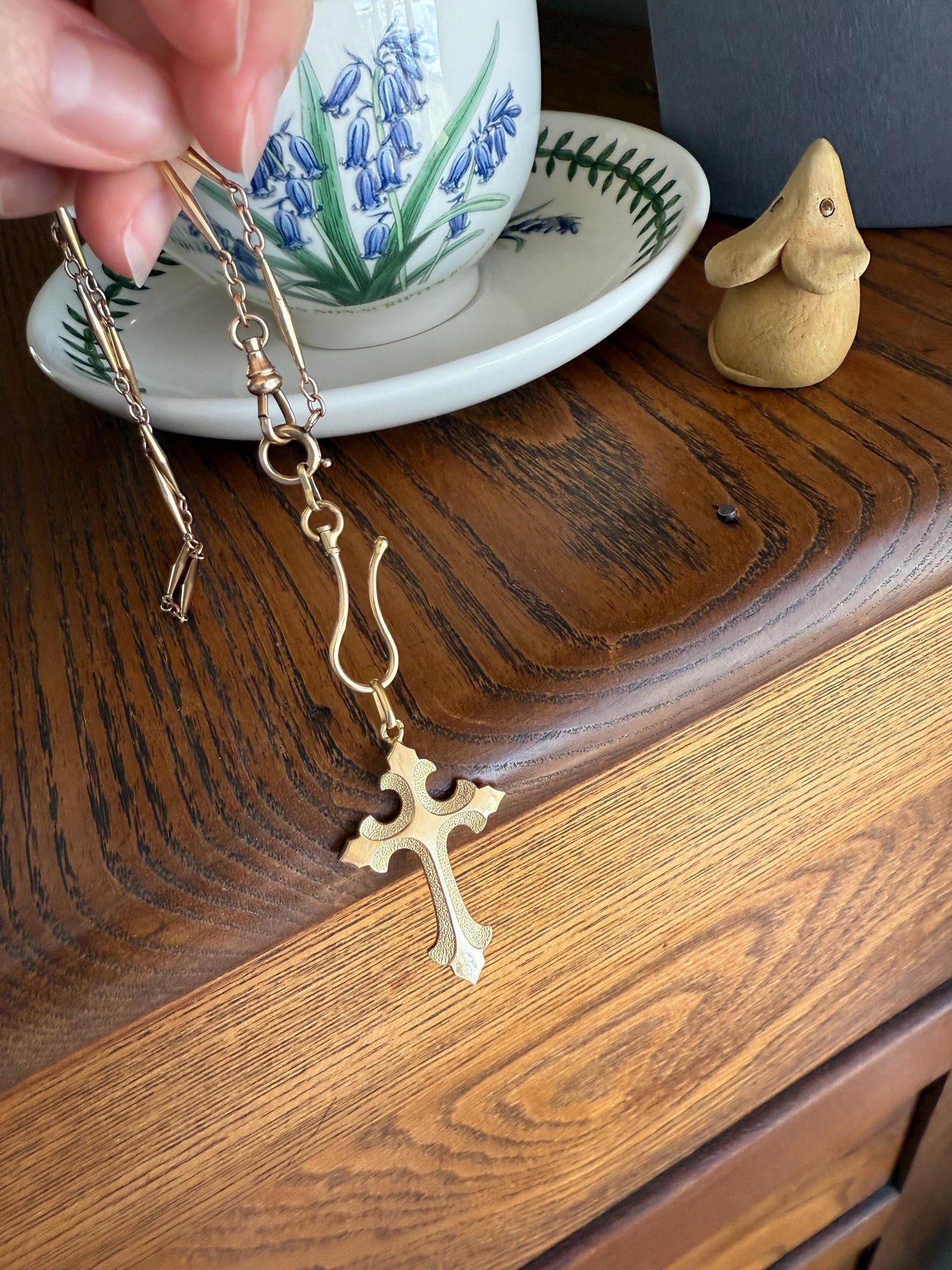 VICTORIAN 18k Gold French Antique Cross PENDANT Matte and Shine Texture Reversible Ornate Religious Faith Gift Belle Epoque