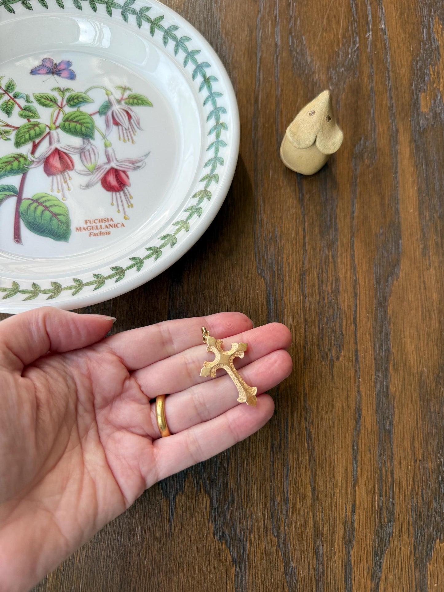 VICTORIAN 18k Gold French Antique Cross PENDANT Matte and Shine Texture Reversible Ornate Religious Faith Gift Belle Epoque