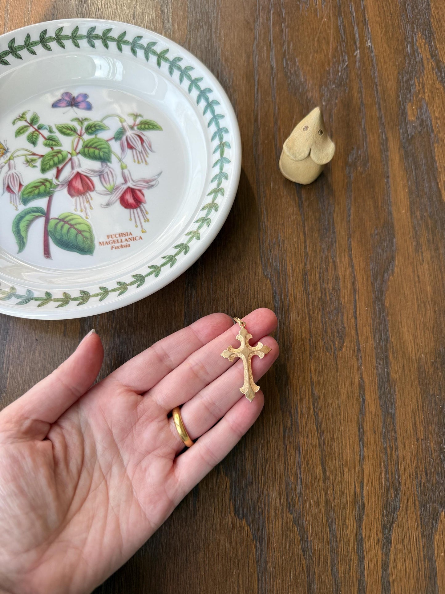 VICTORIAN 18k Gold French Antique Cross PENDANT Matte and Shine Texture Reversible Ornate Religious Faith Gift Belle Epoque