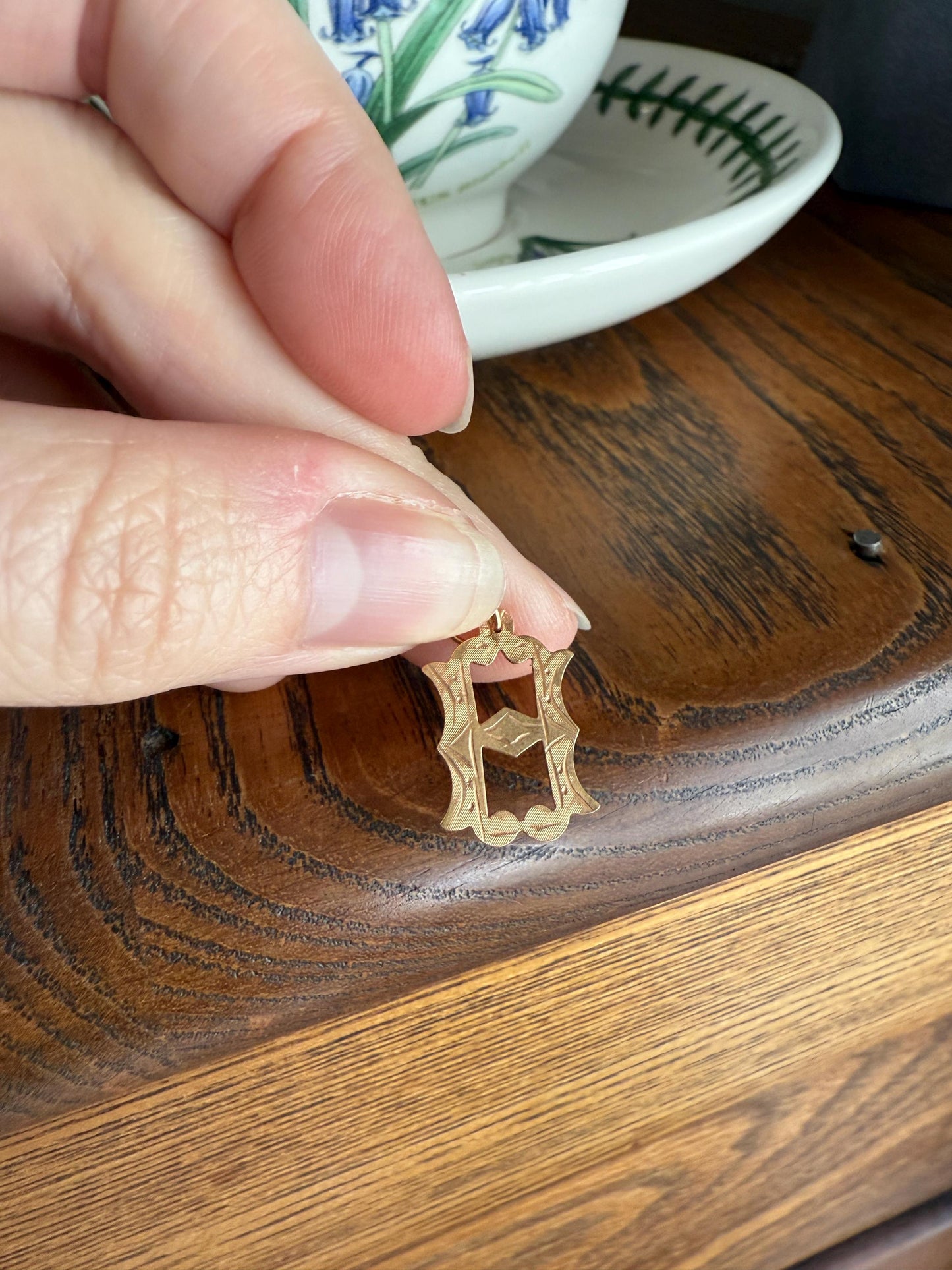 Antique LETTER Pendant Charm H A 19k Solid Gold Figural Monogram Initial