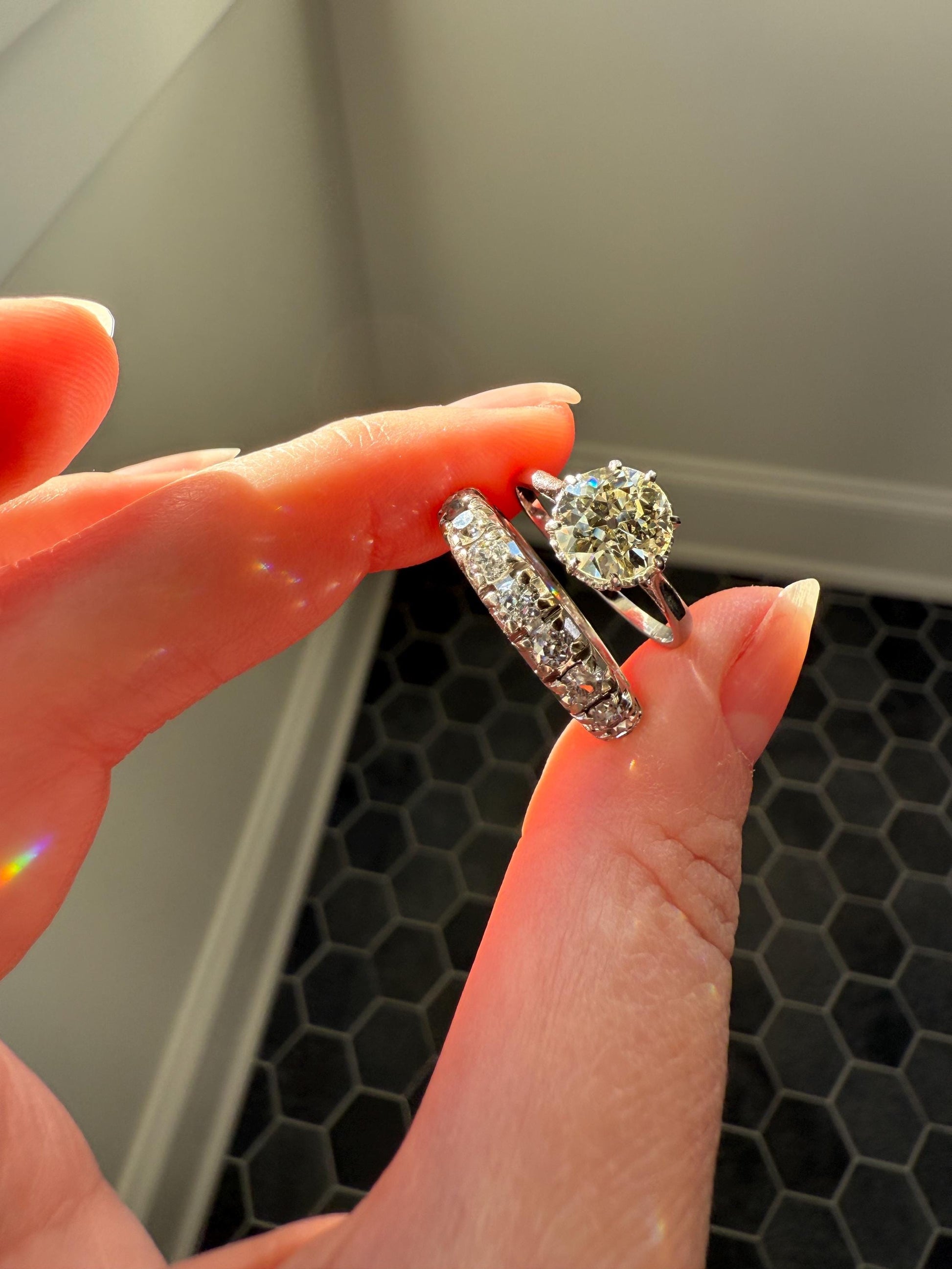 Antique Eye Clean Two Carat Warm Natural Old European Cut DiAMOND Solitaire Ring Platinum Engagement All Original Edwardian Setting 2Ctw